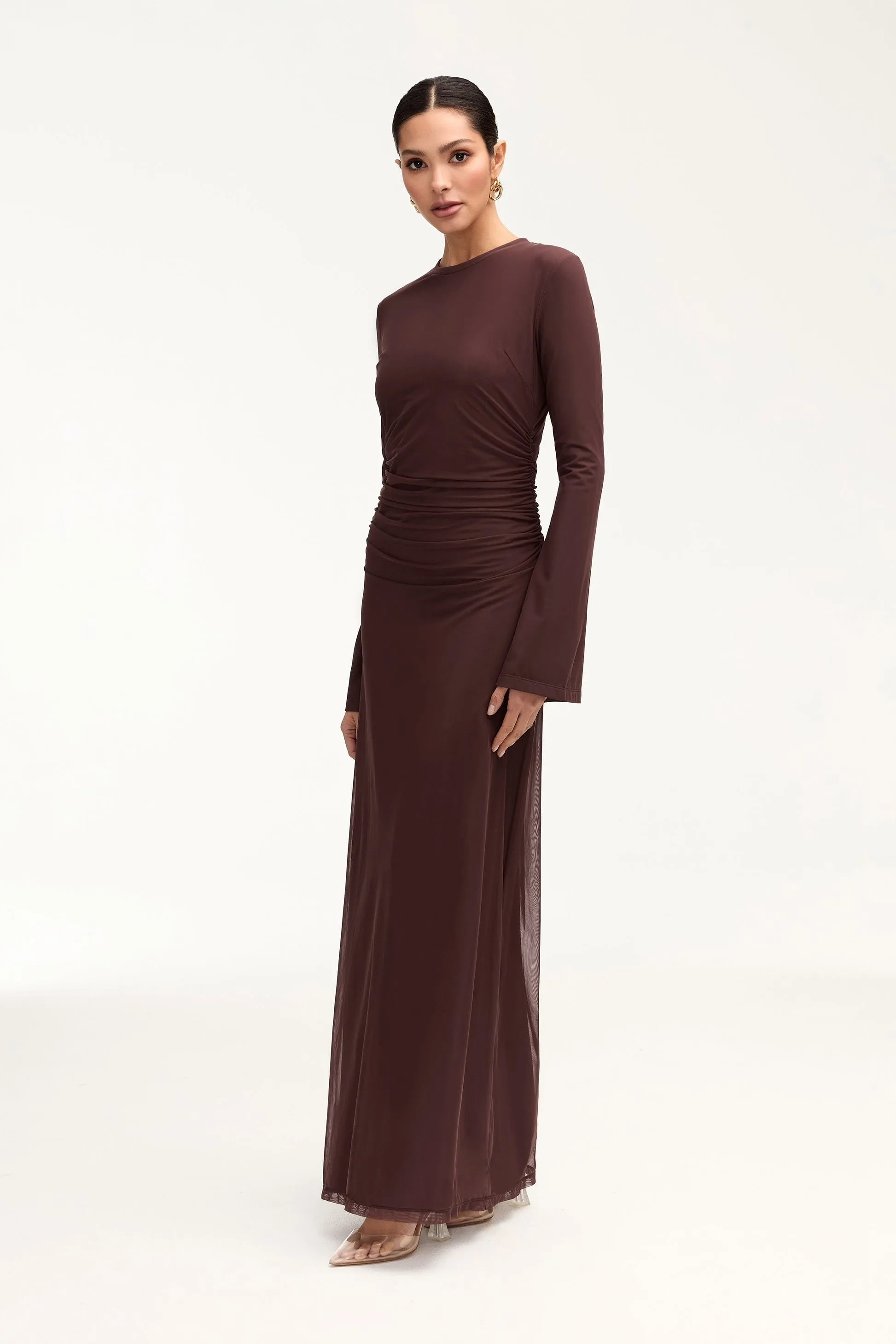 Arianna Rouched Maxi Dress - Espresso