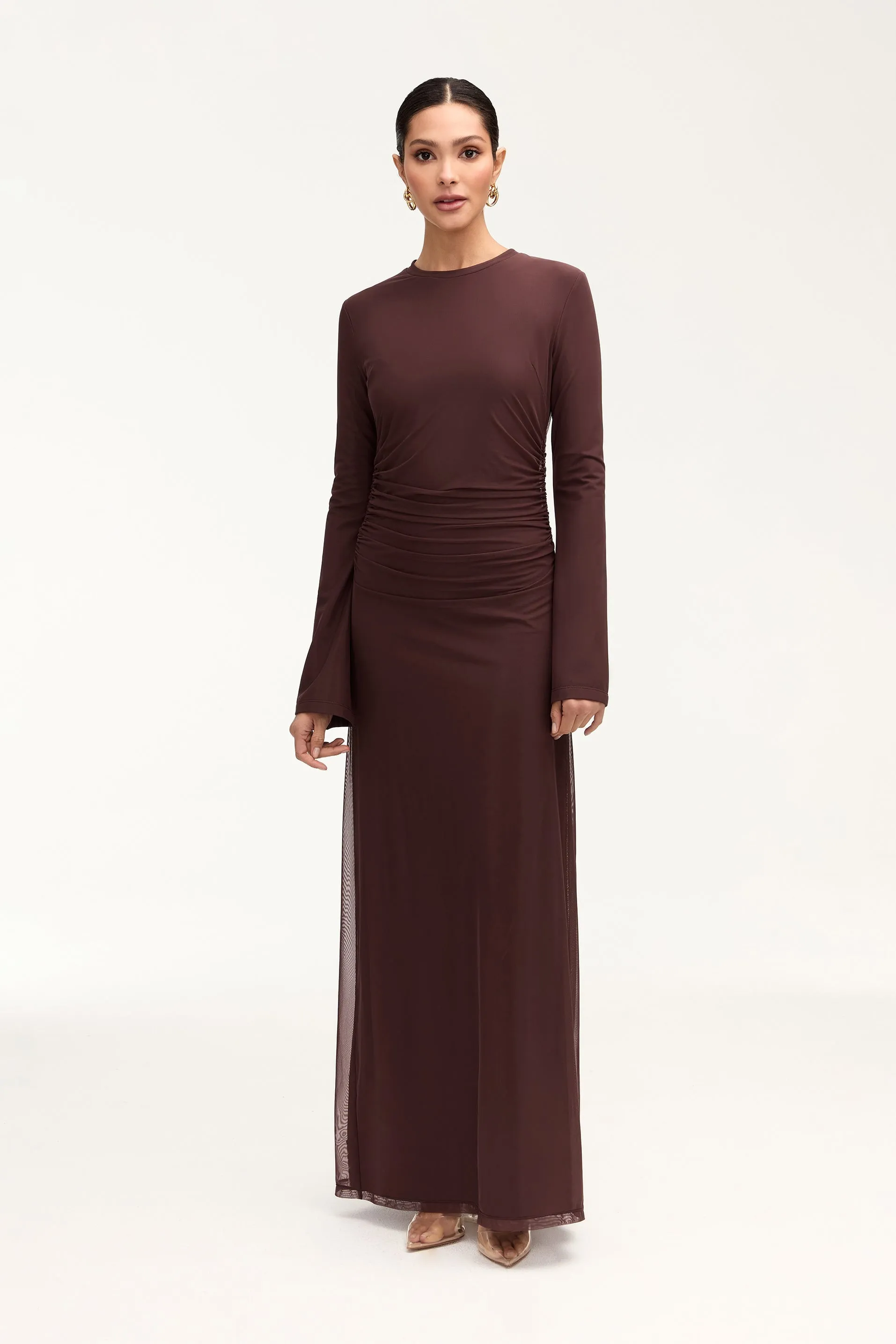 Arianna Rouched Maxi Dress - Espresso