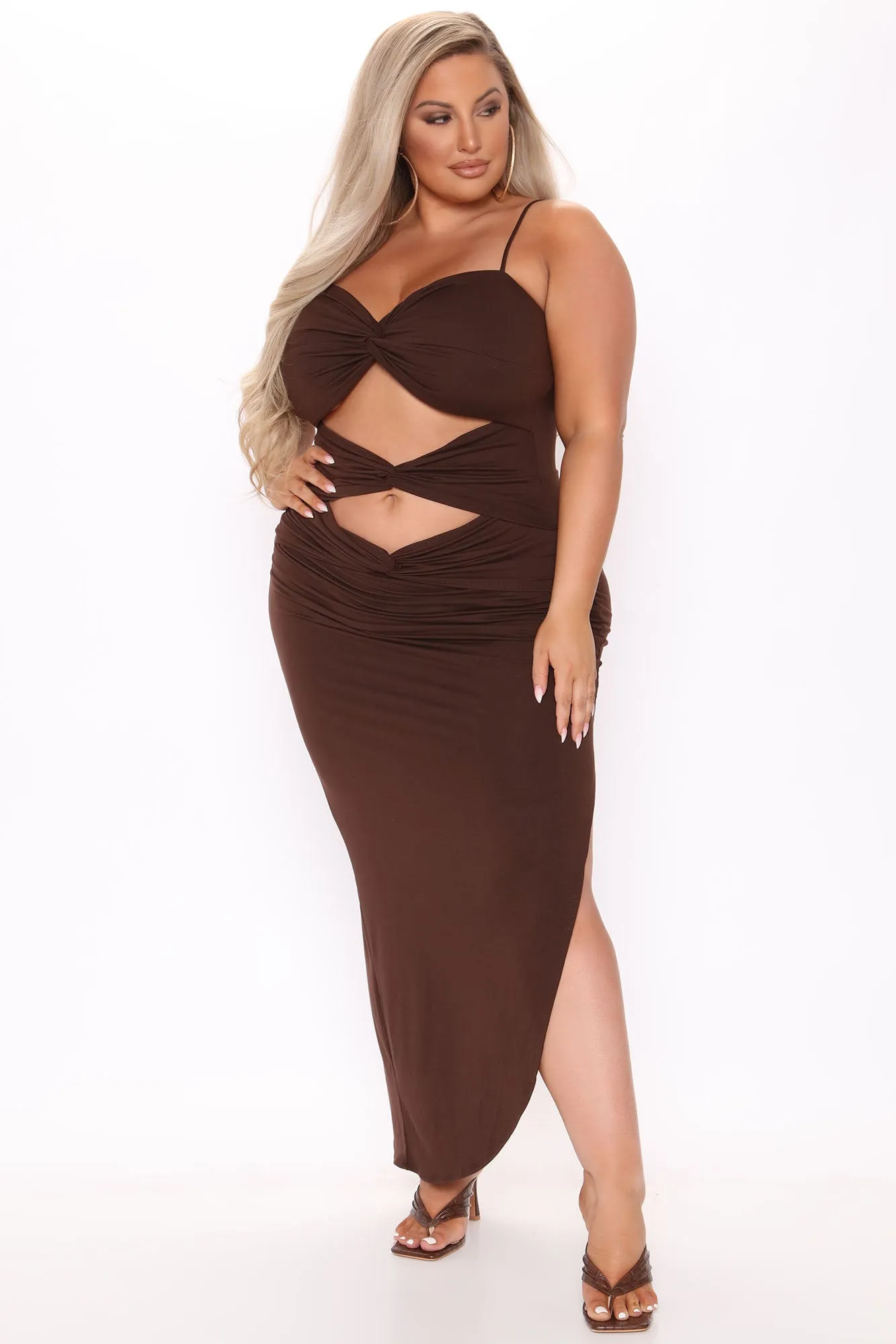 Attention Over Here Maxi Dress - Brown