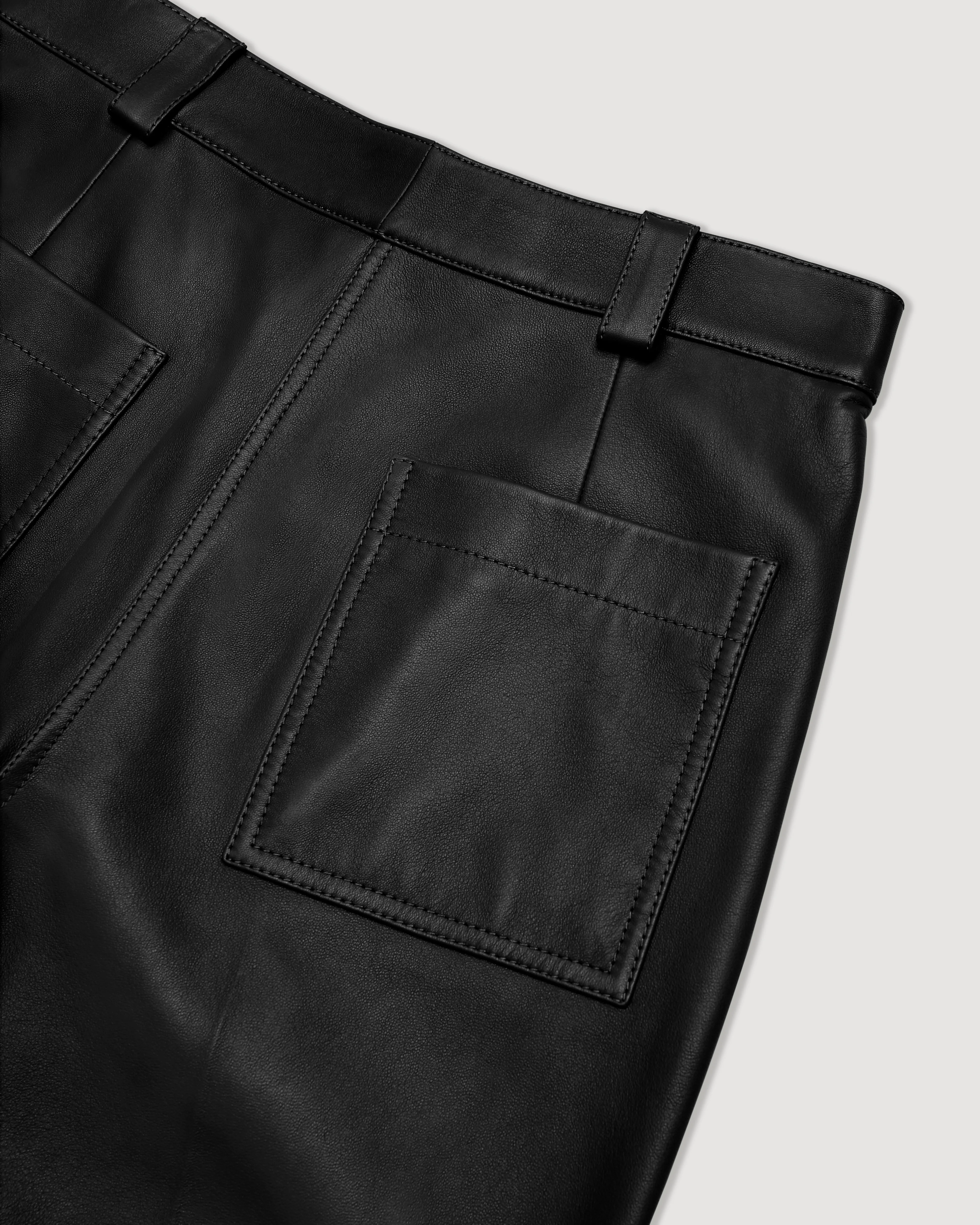 Avery Trouser in Nappa Leather, Black