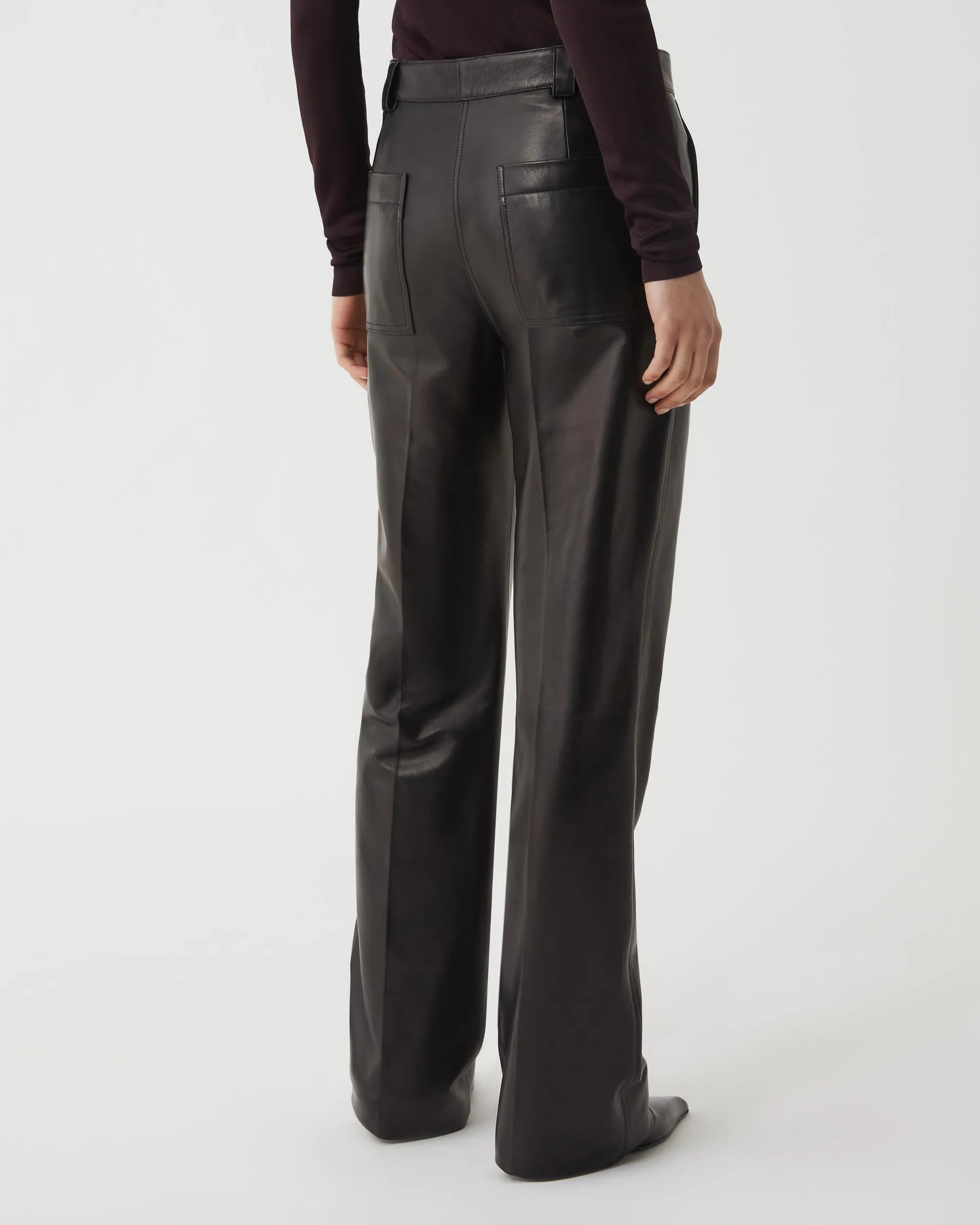 Avery Trouser in Nappa Leather, Black