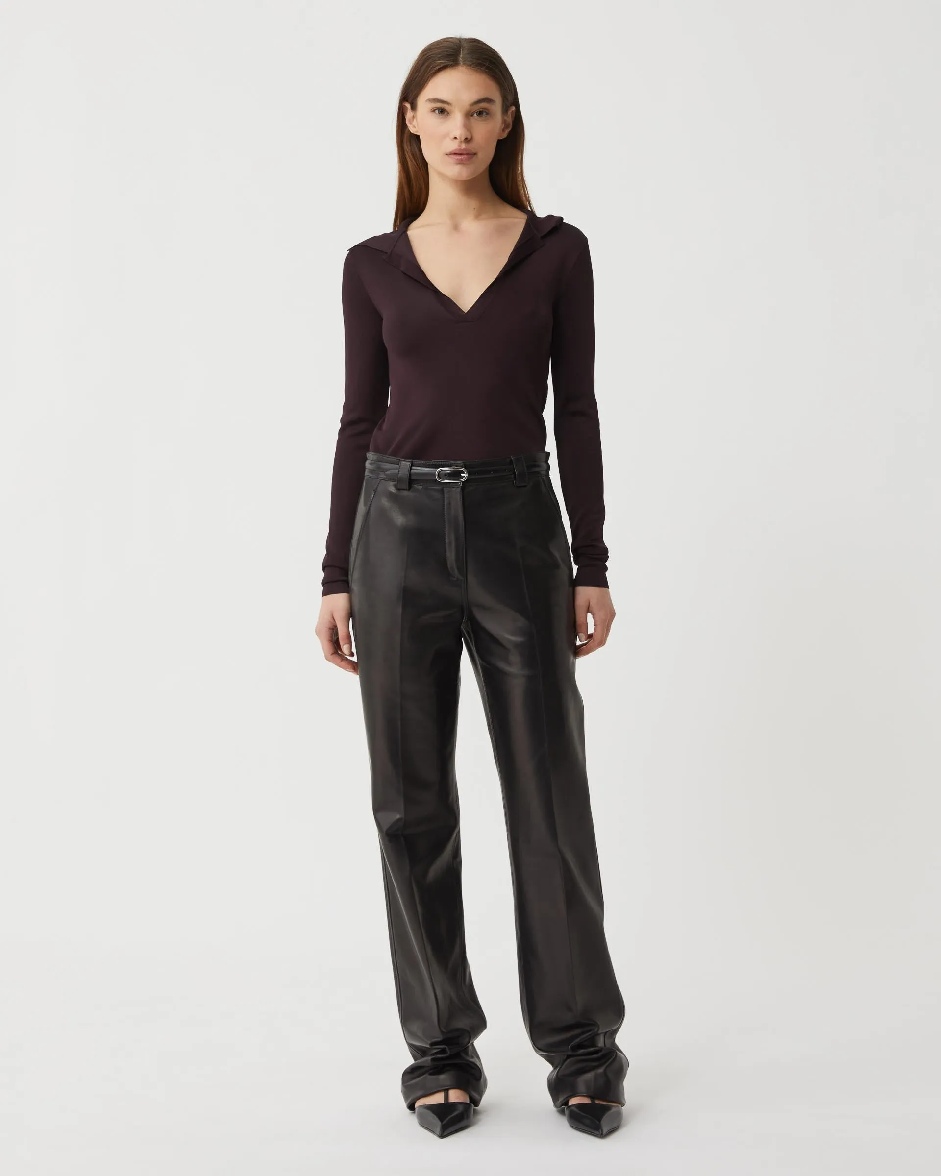 Avery Trouser in Nappa Leather, Black