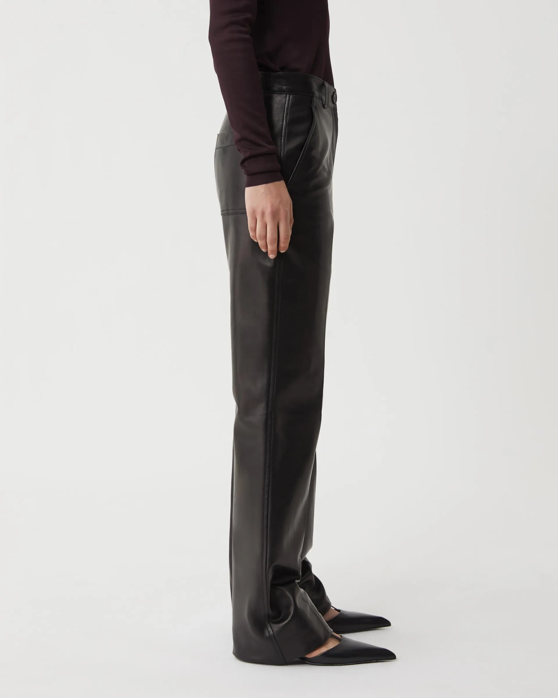 Avery Trouser in Nappa Leather, Black