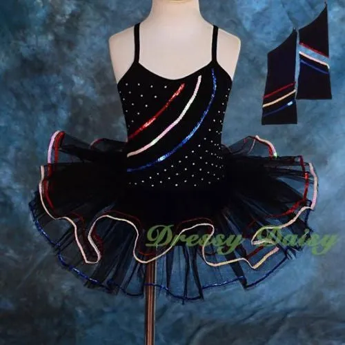 BA034 Ballet Tutu Girl Dance Costume Pageant Fairy Dress Up W/ Arm Mitts Size 2T-8