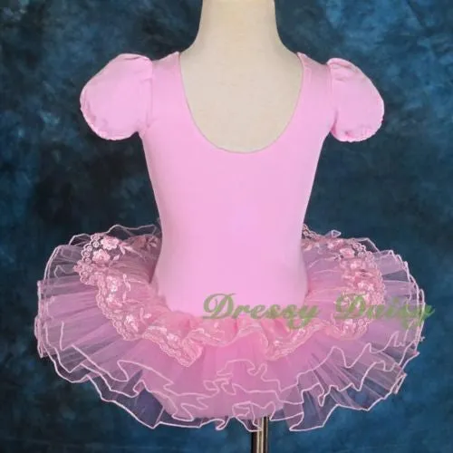 BA036 Girl Bows Lace Ballet Tutu Dancewear Pageant Fairy Dress Up Size 2T-6