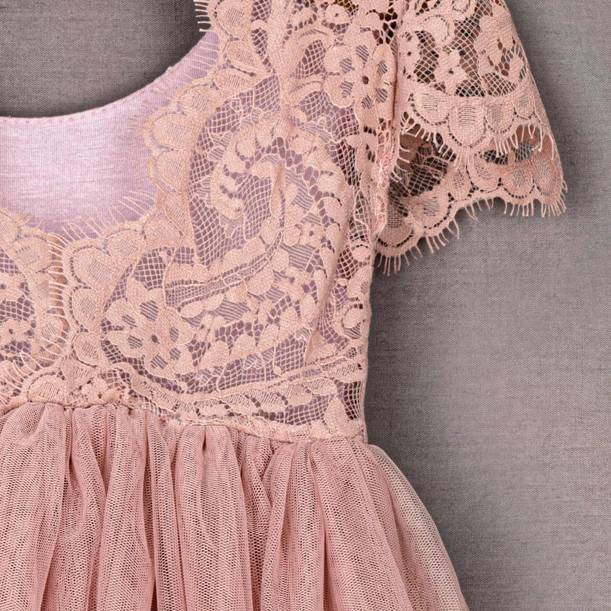 Baby Bohemian Flutter Dress - Dusty Rose Lace