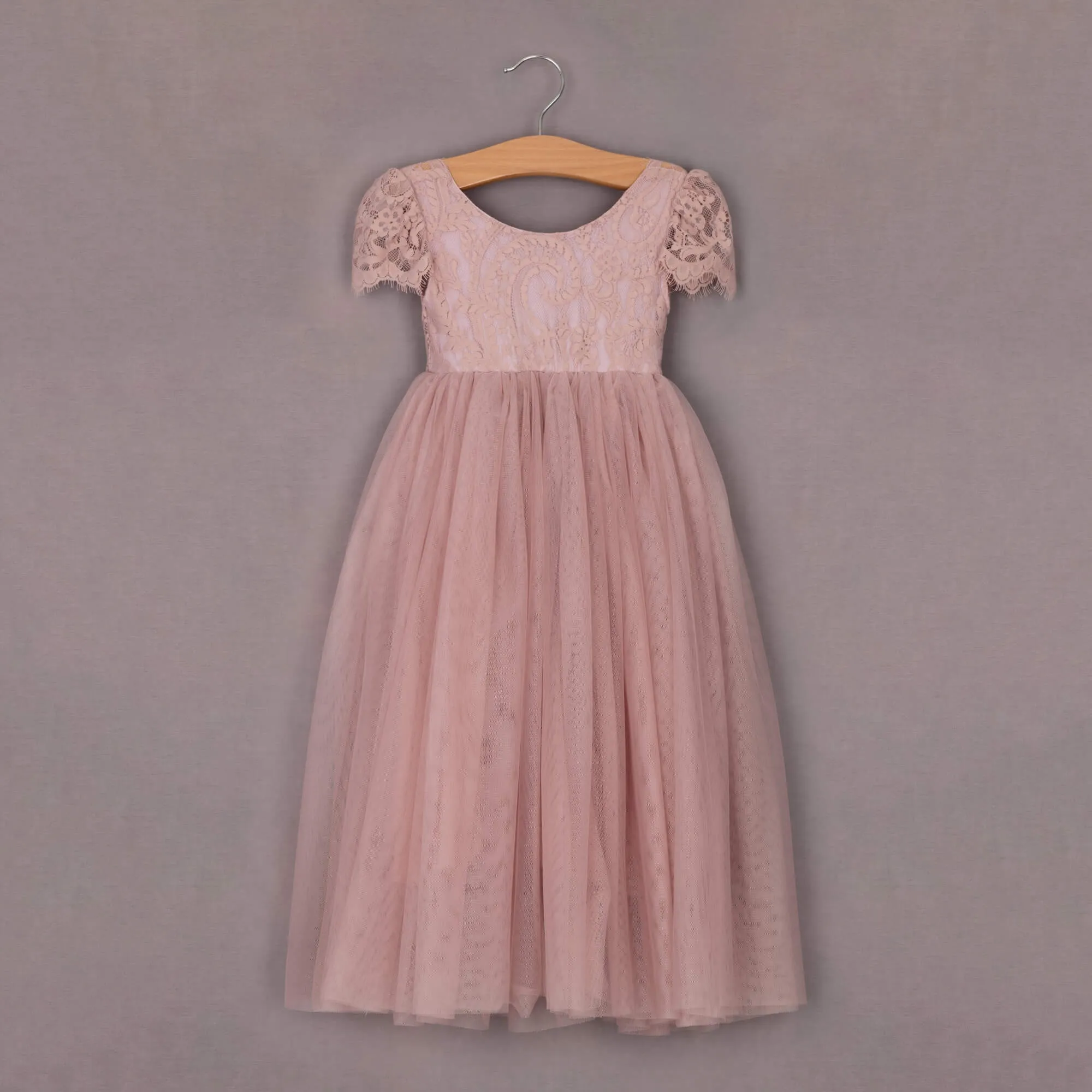 Baby Bohemian Flutter Dress - Dusty Rose Lace