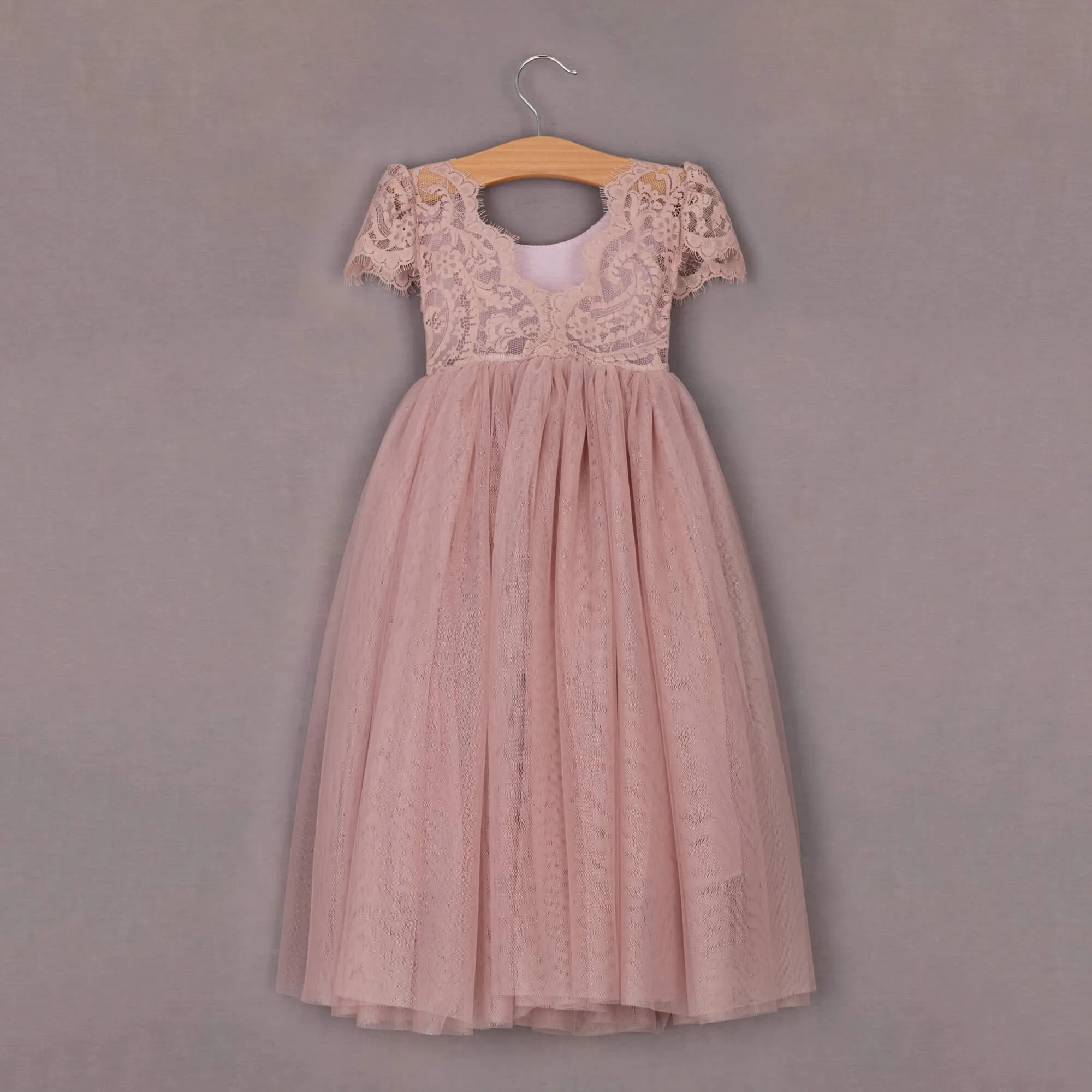 Baby Bohemian Flutter Dress - Dusty Rose Lace