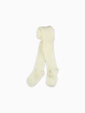 baby ivory ribbed tights