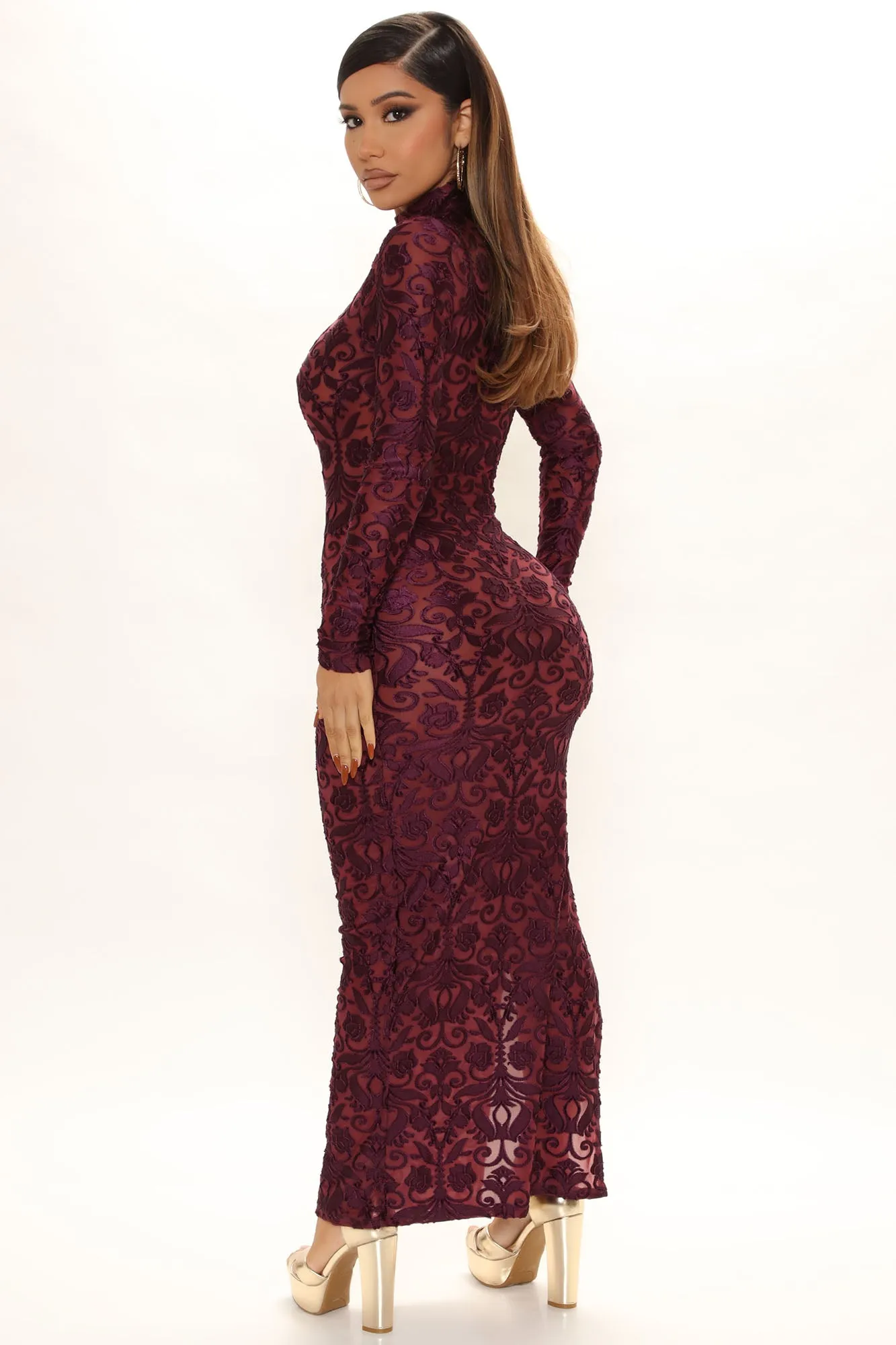 Baddie Moves Maxi Dress - Burgundy