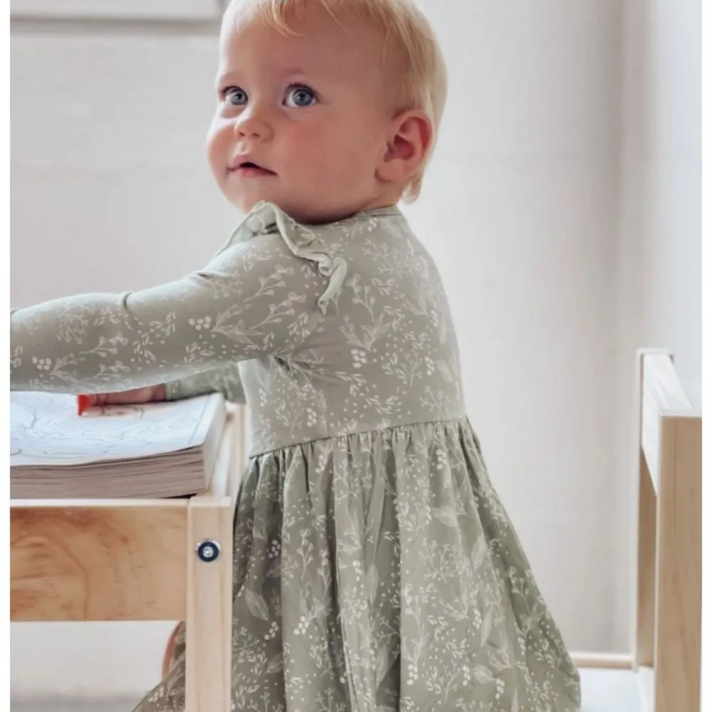 Bamboo Long Sleeve Flutter Baby Dress