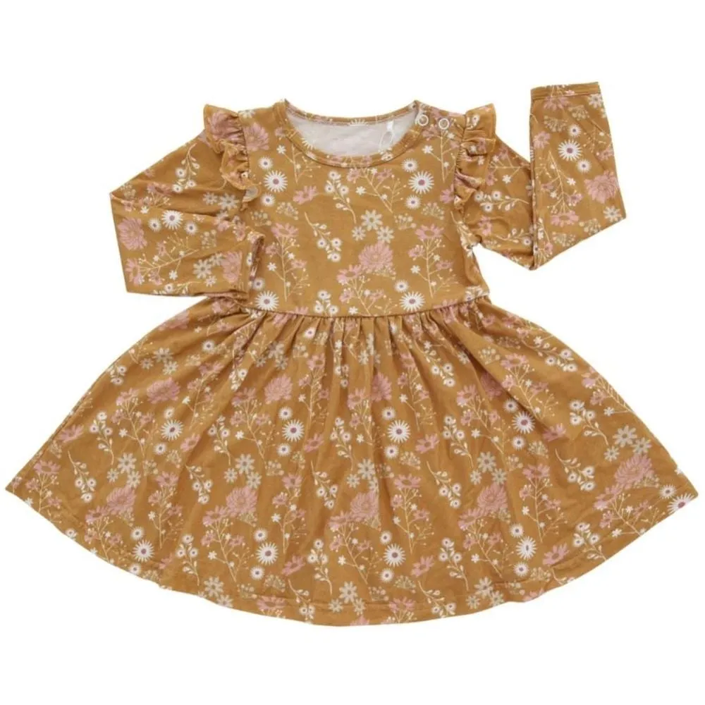 Bamboo Long Sleeve Flutter Baby Dress