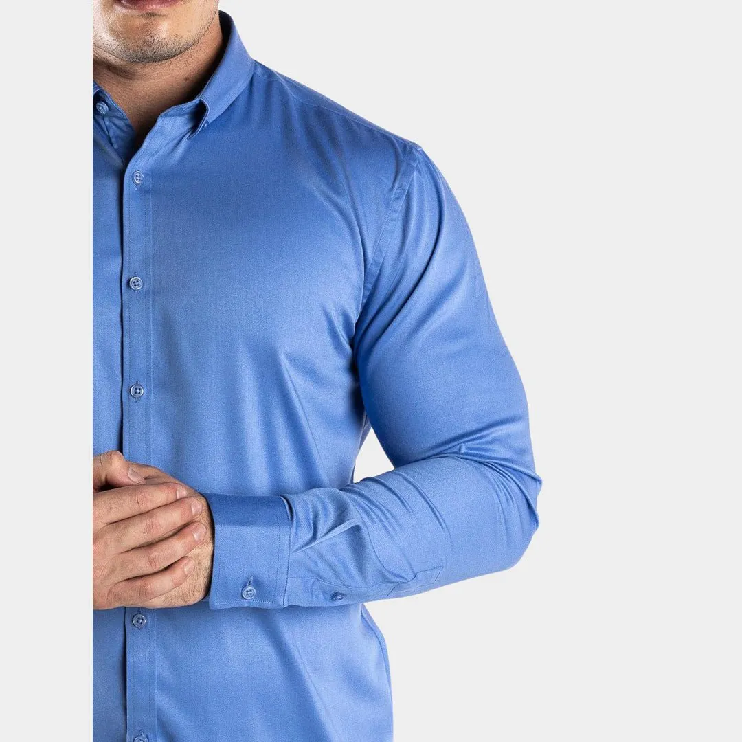 Bamboo Satin Stretch Shirt - Cobalt Blue