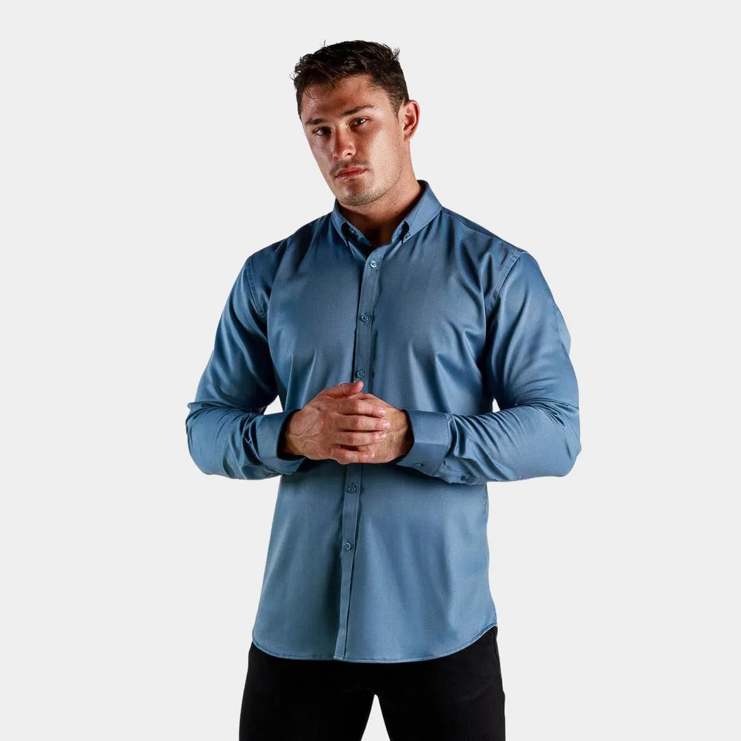 Bamboo Satin Stretch Shirt - Steel