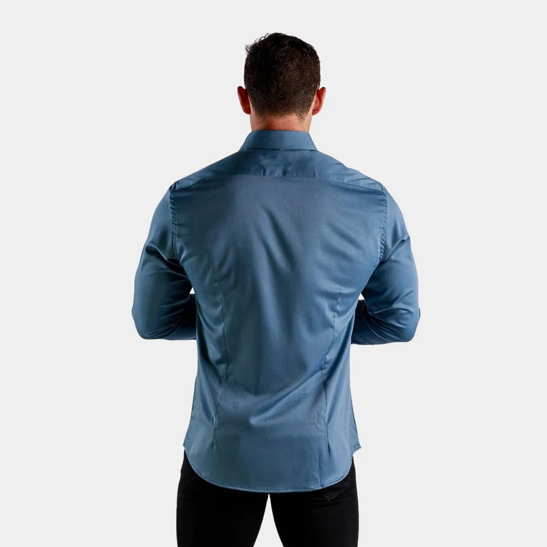 Bamboo Satin Stretch Shirt - Steel