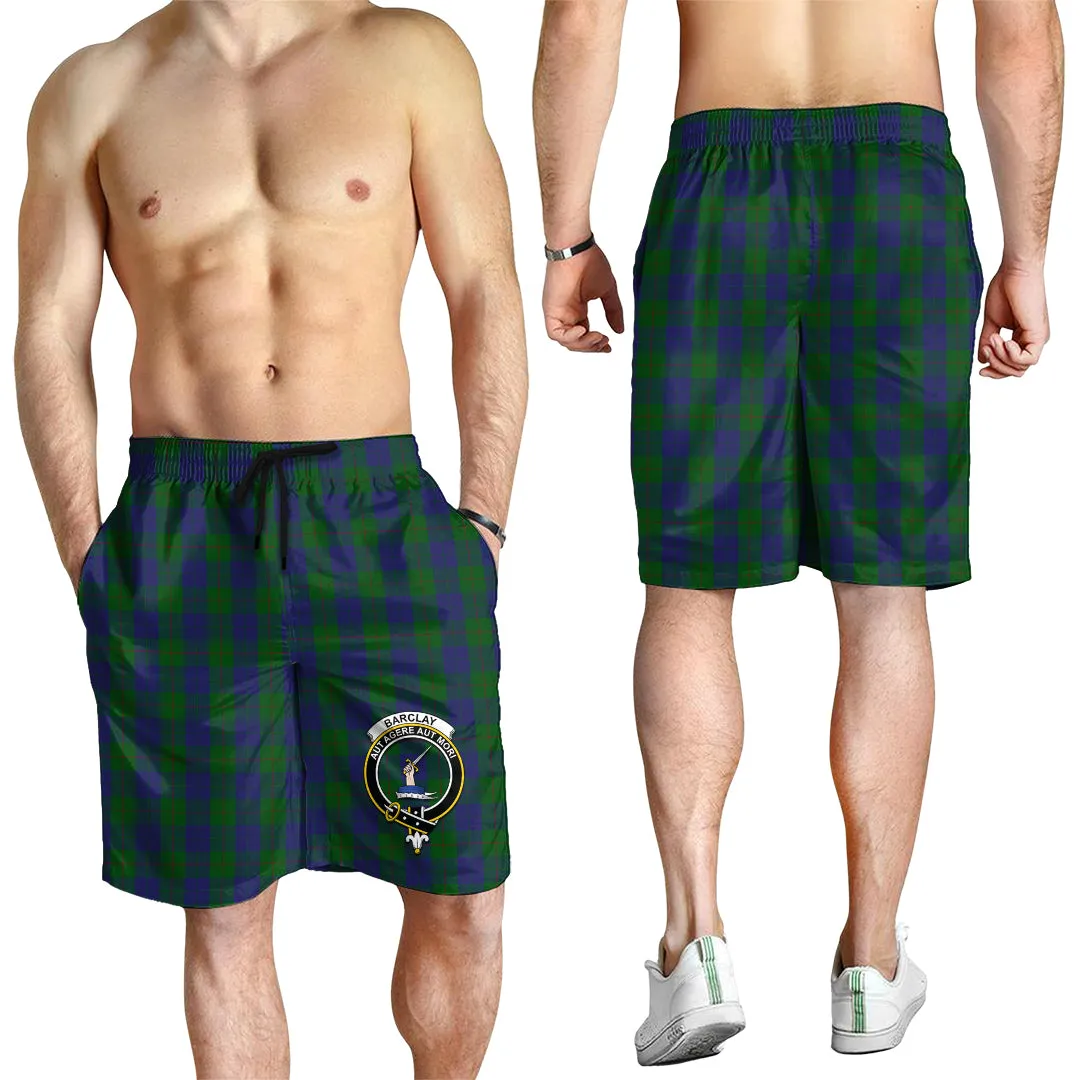 Barclay Tartan Mens Shorts with Family Crest