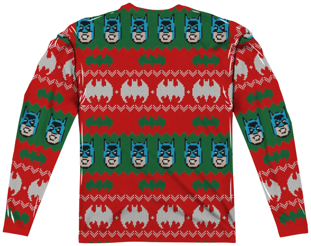 Batman Ugly Christmas Faux Sweater Long Sleeve Tee