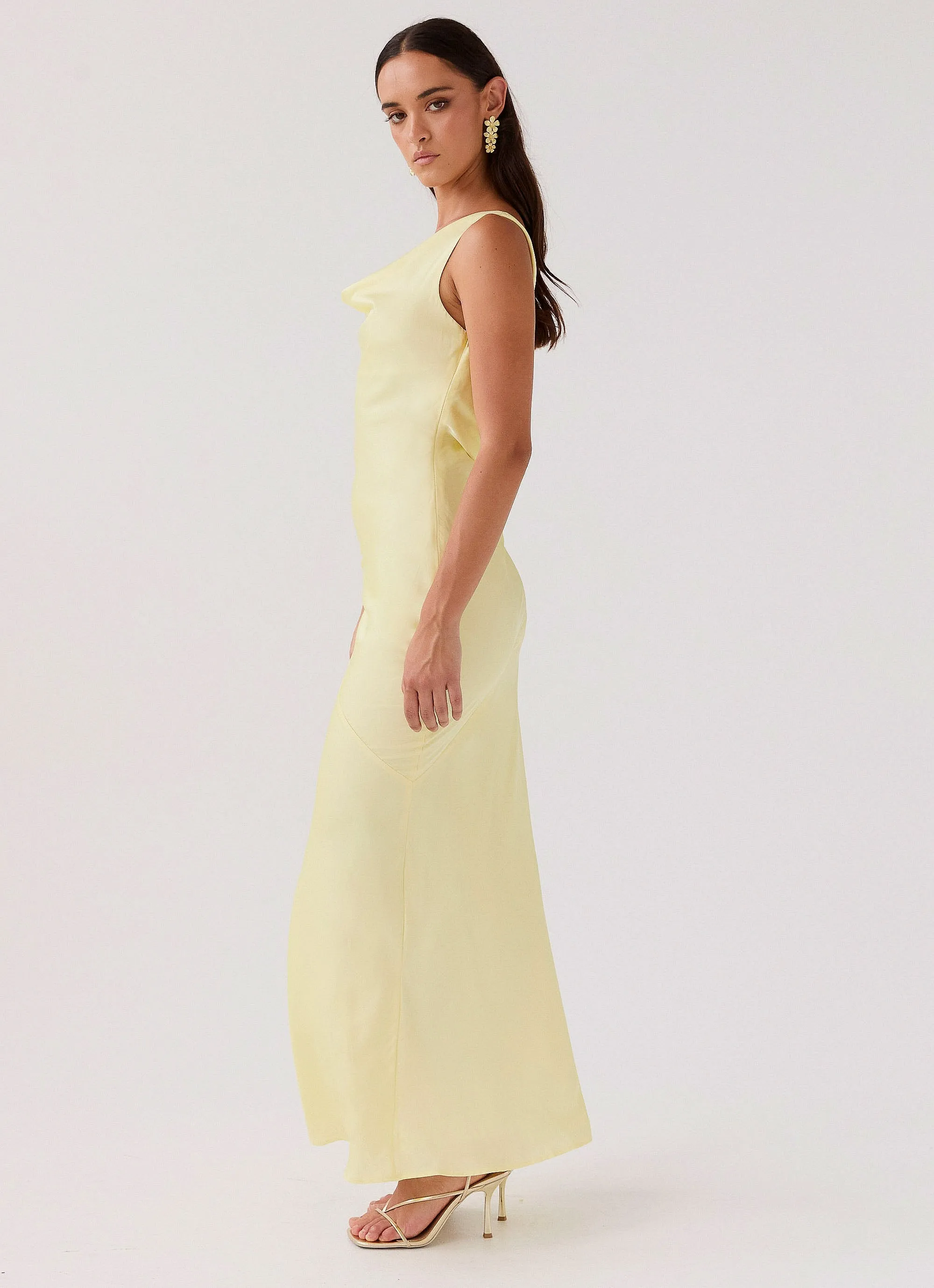 Be Mine Satin Maxi Dress - Canary