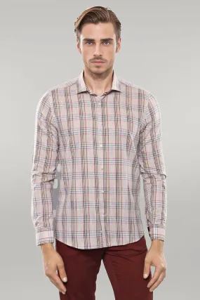 Beige Plaid Slim-Fit Shirt | Wessi - Wessi