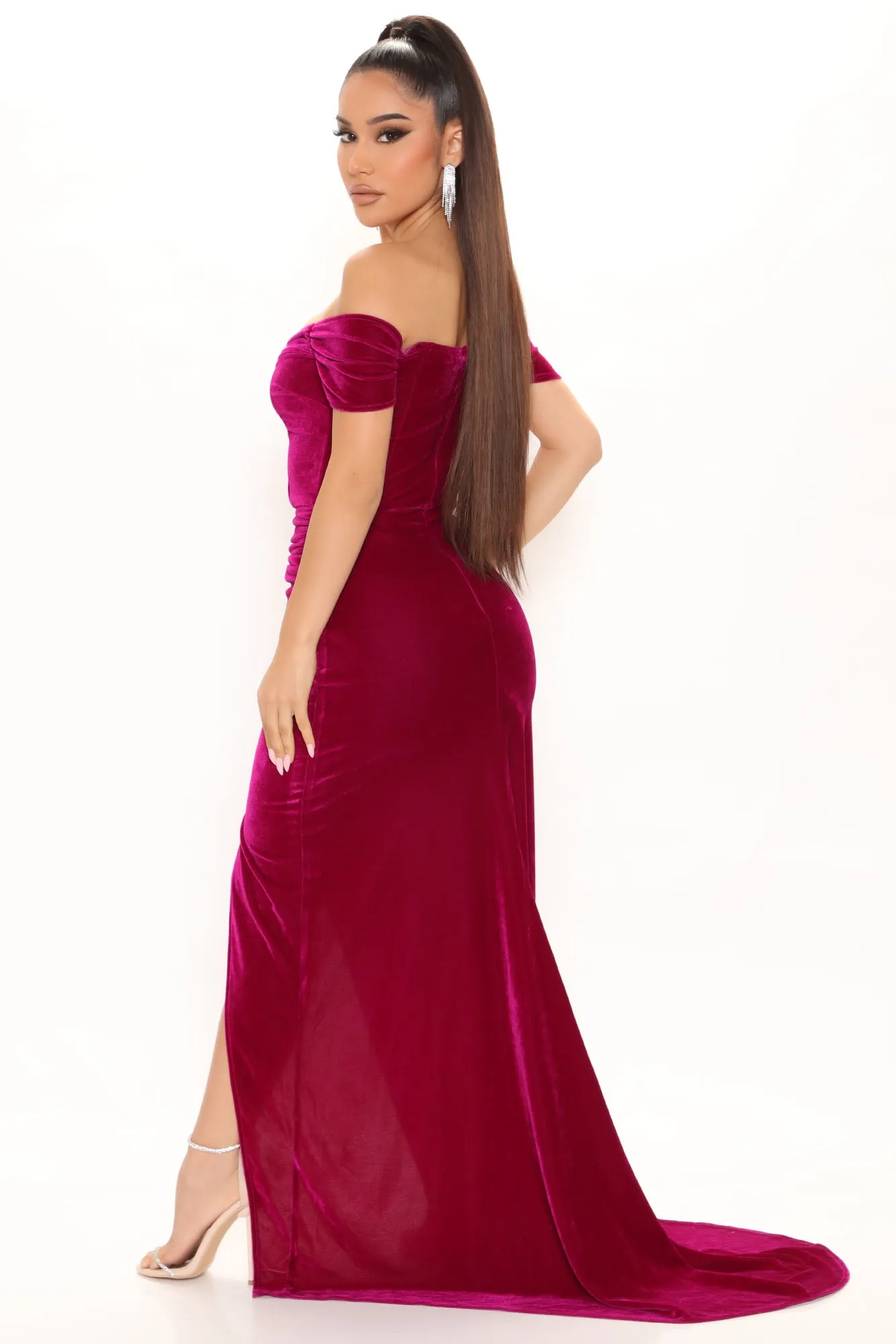 Best Night Ever Velvet Gown - Magenta