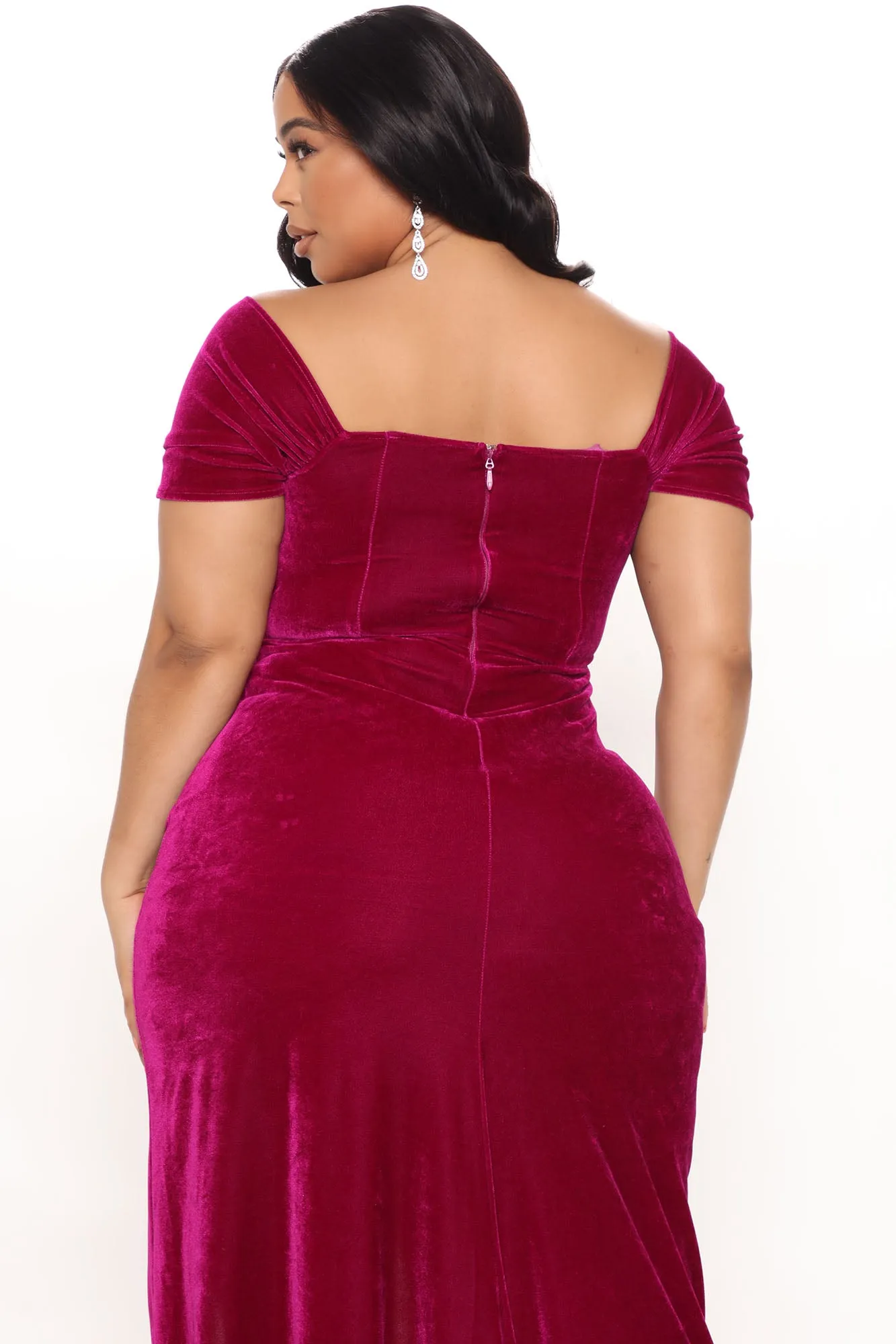 Best Night Ever Velvet Gown - Magenta