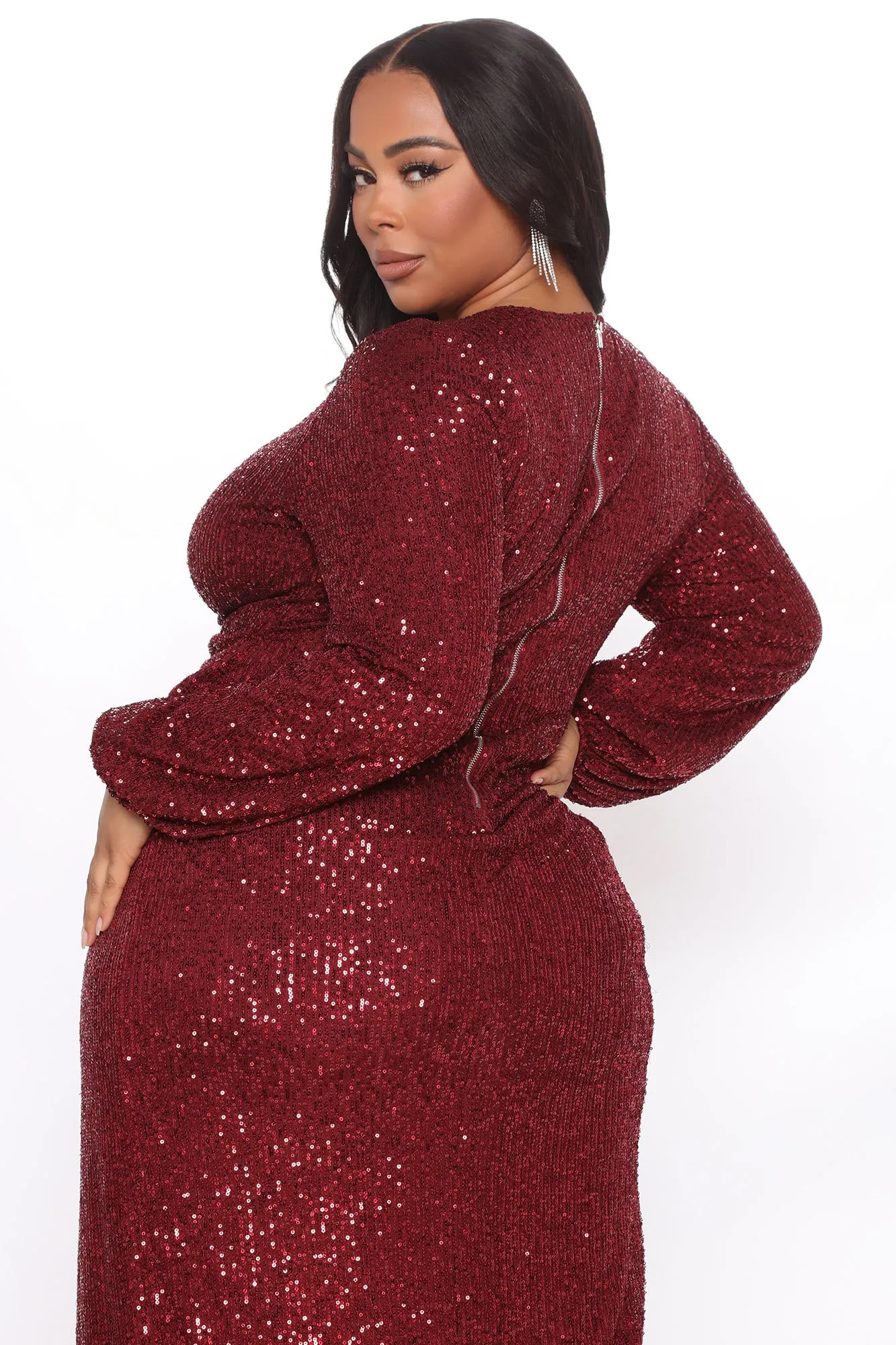 Betting On You Sequin Maxi Dress - Burgundy