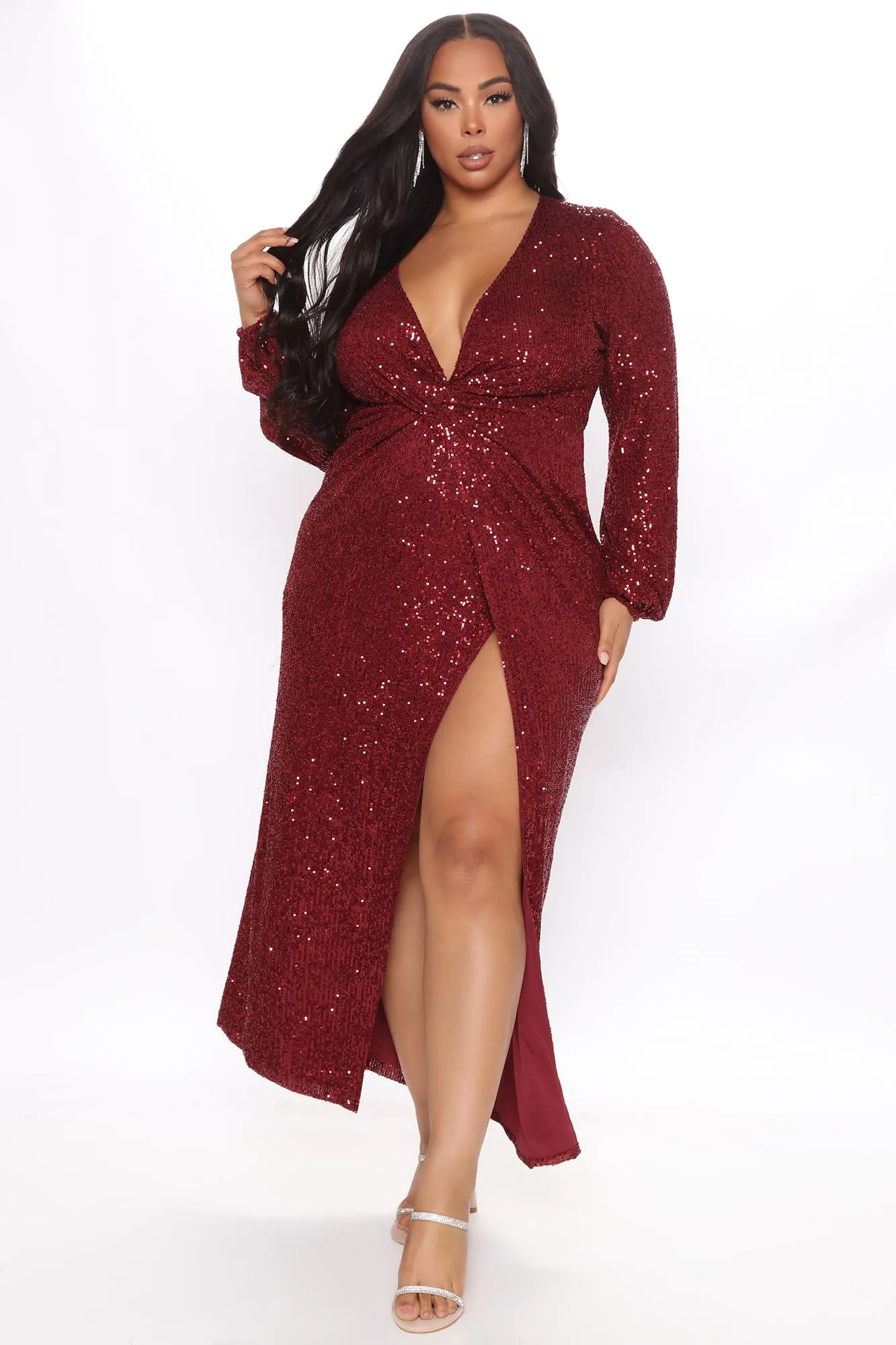 Betting On You Sequin Maxi Dress - Burgundy