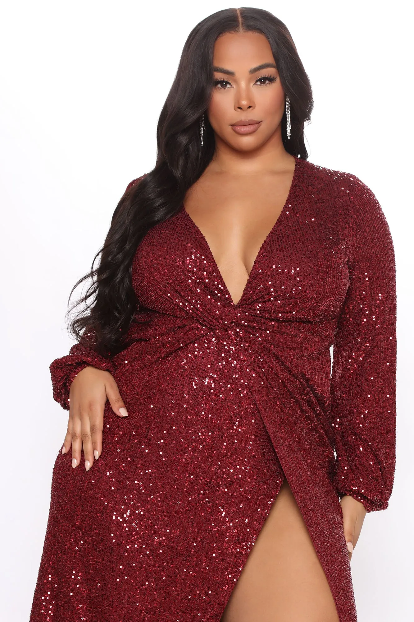 Betting On You Sequin Maxi Dress - Burgundy