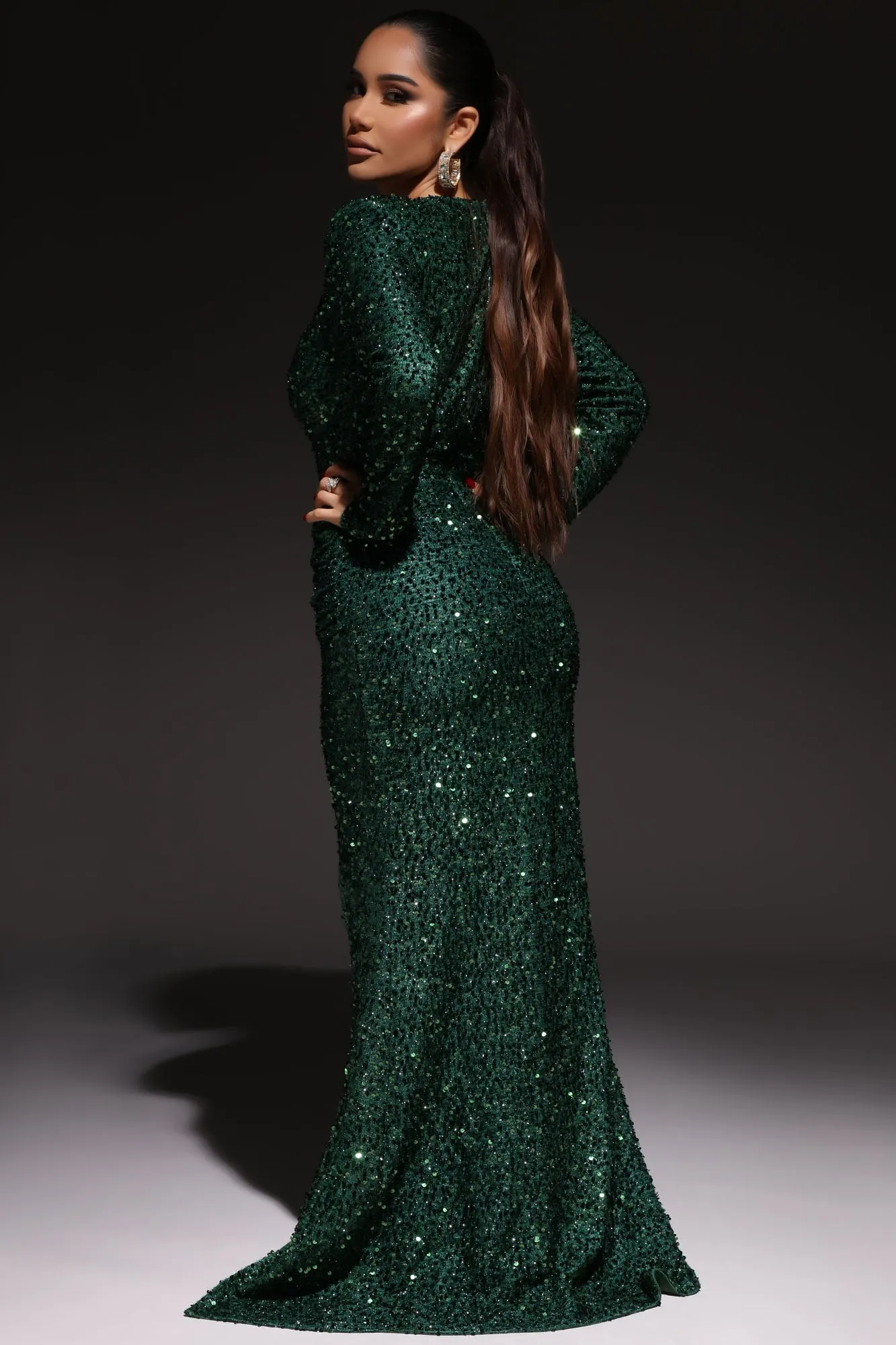 Bianca Sequin Maxi Dress - Green