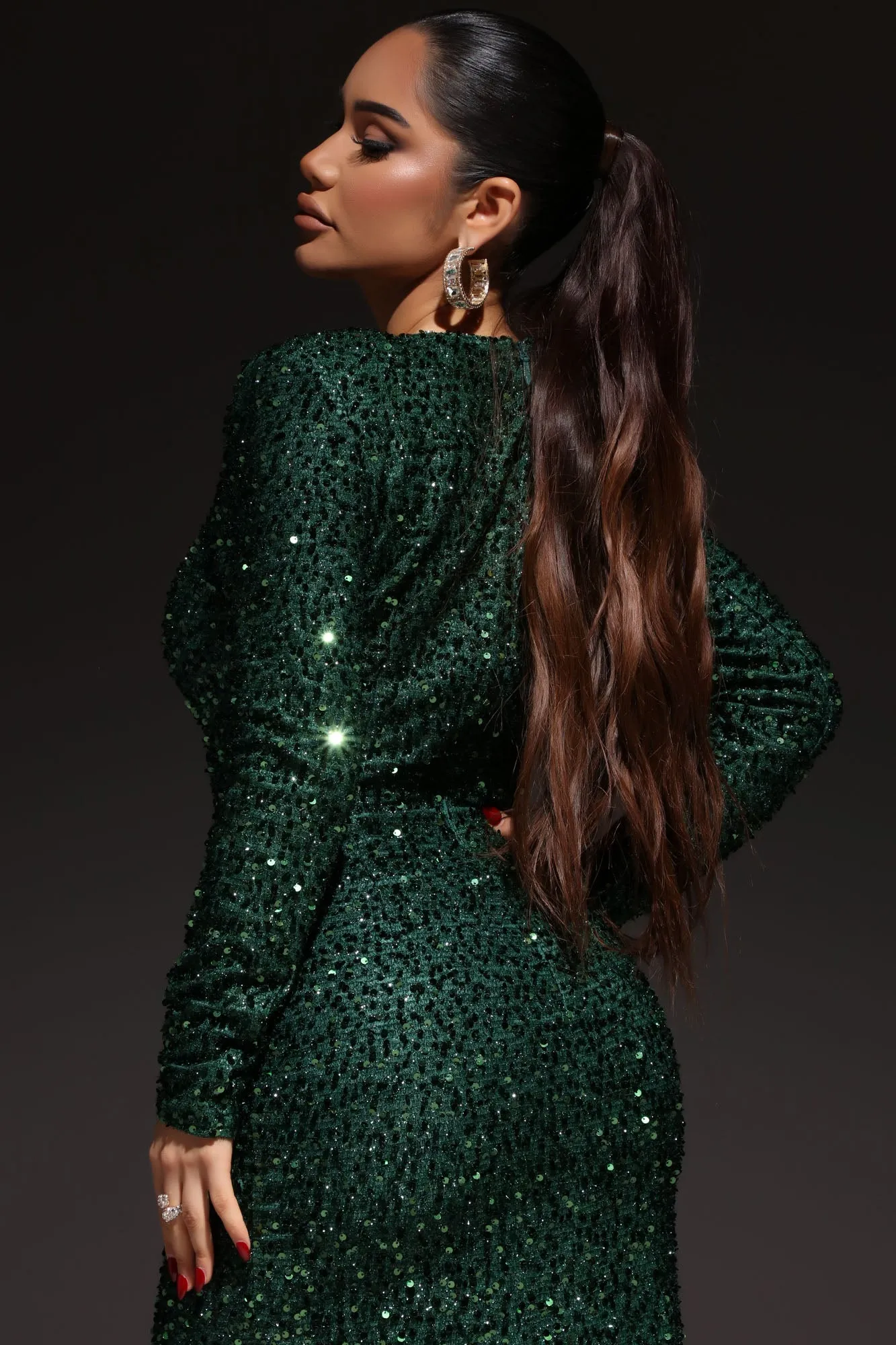 Bianca Sequin Maxi Dress - Green