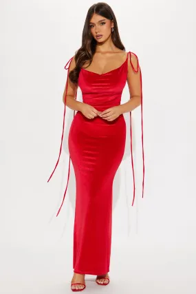 Bianca Velvet Maxi Dress - Red