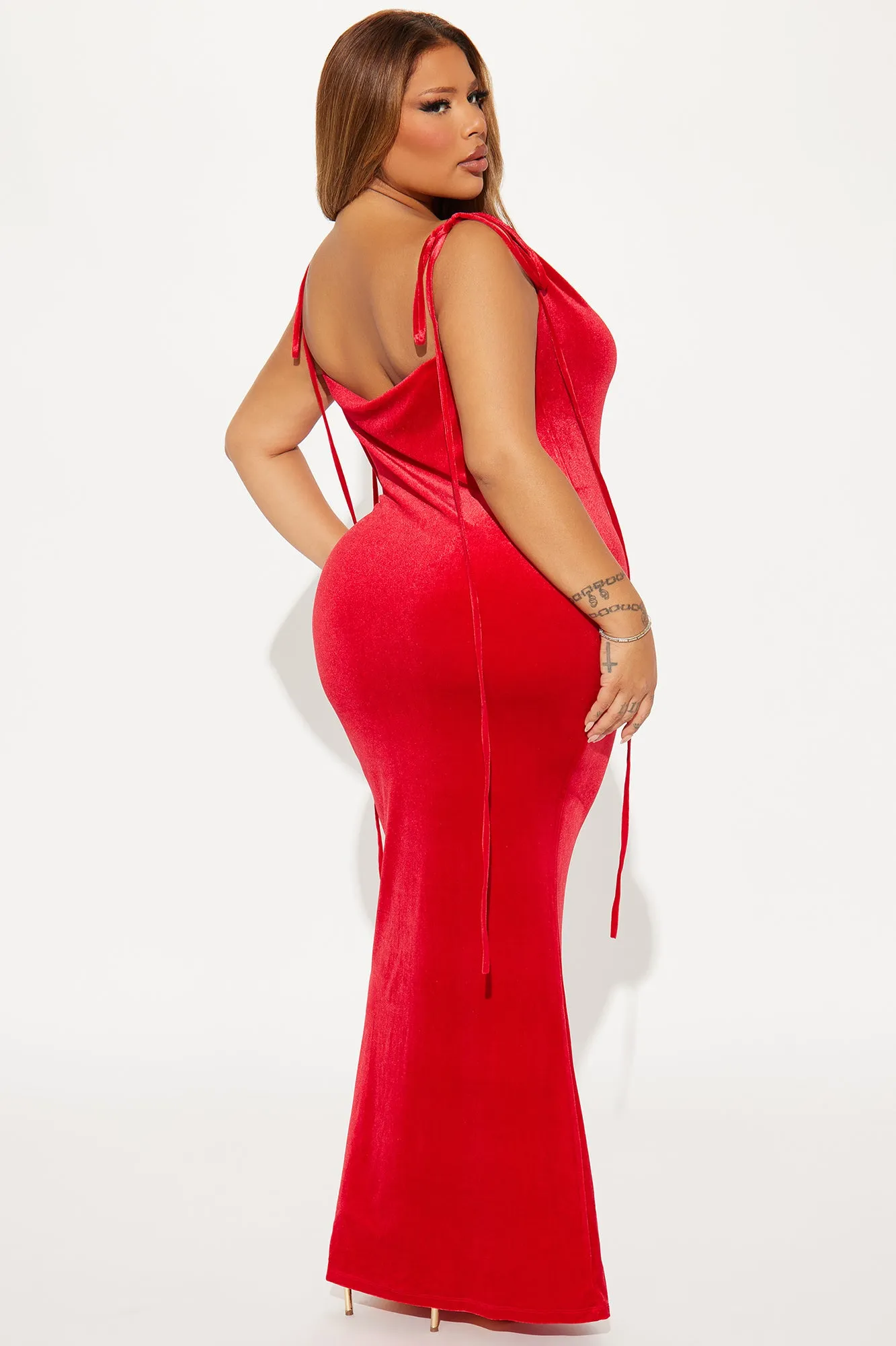 Bianca Velvet Maxi Dress - Red