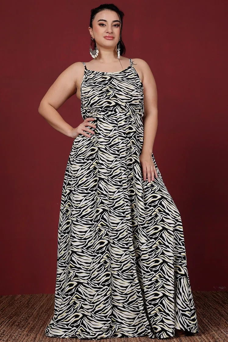 Black & White Stripe Printed Maxi Dress