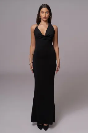 Black Aurora Draped Maxi Dress