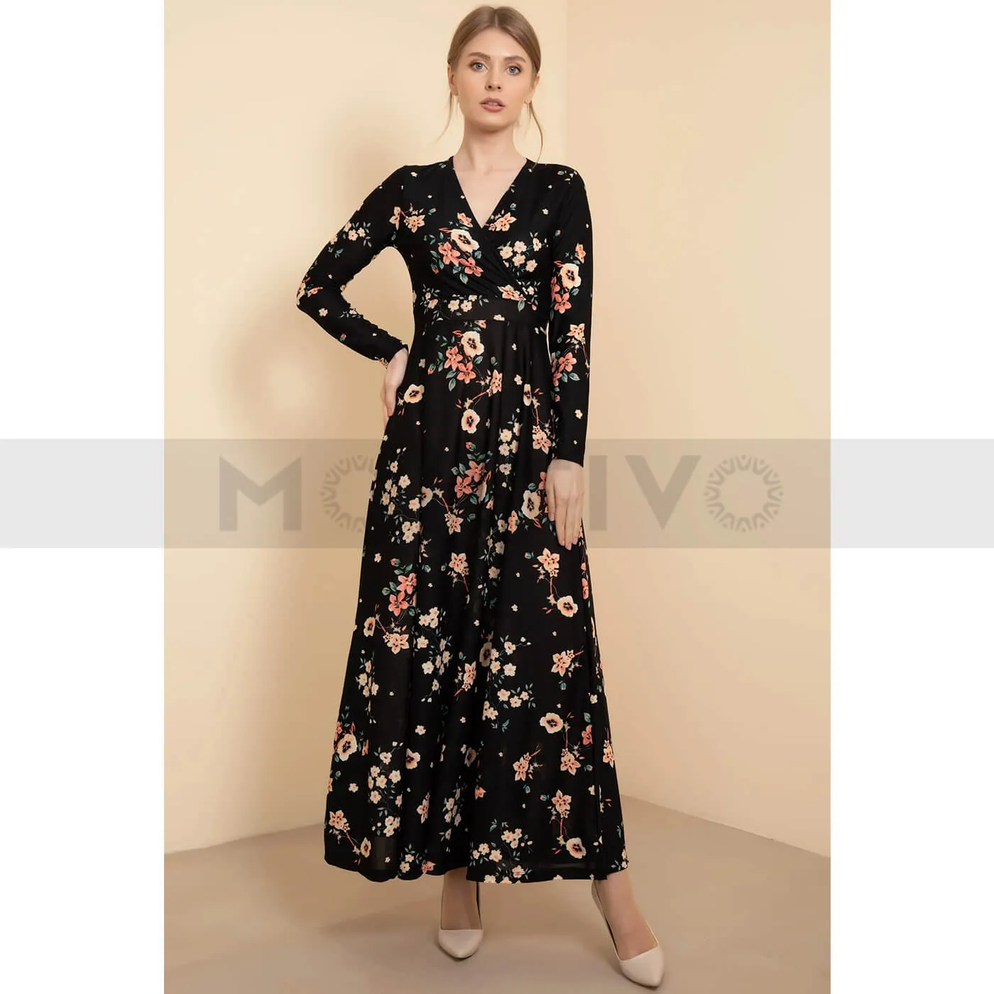 Black Floral Long Dress