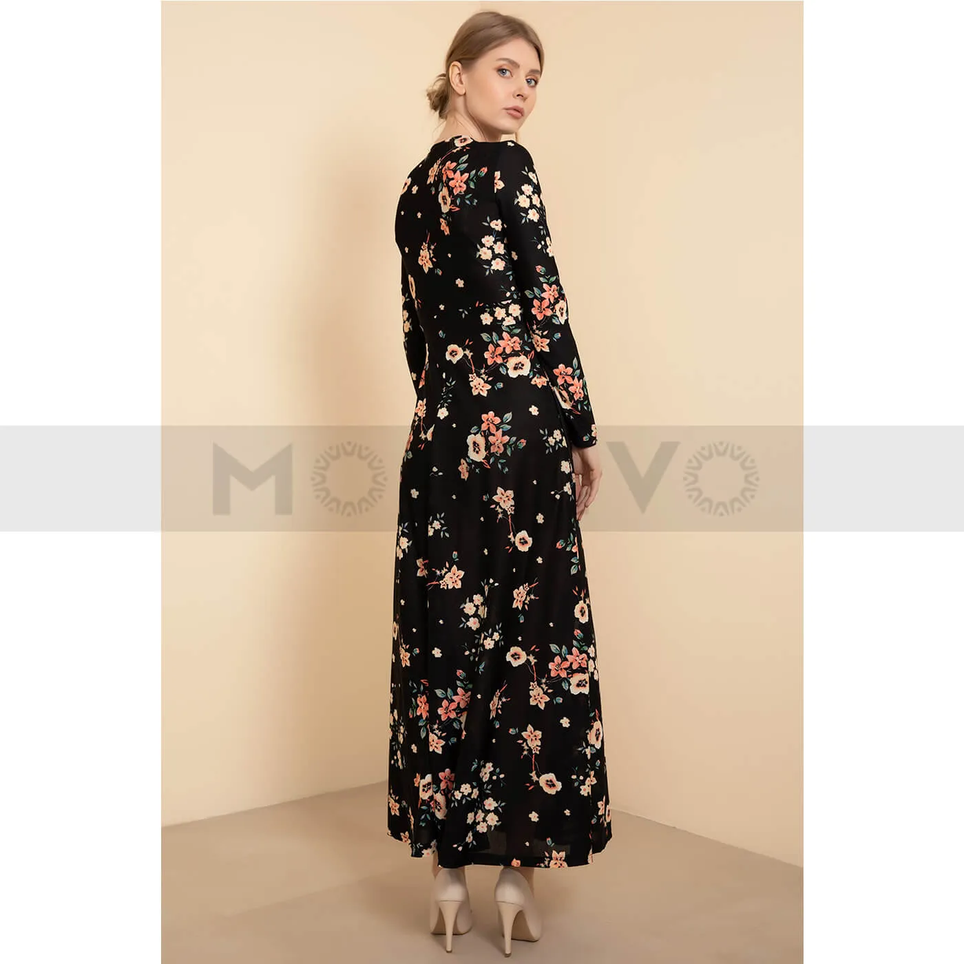 Black Floral Long Dress