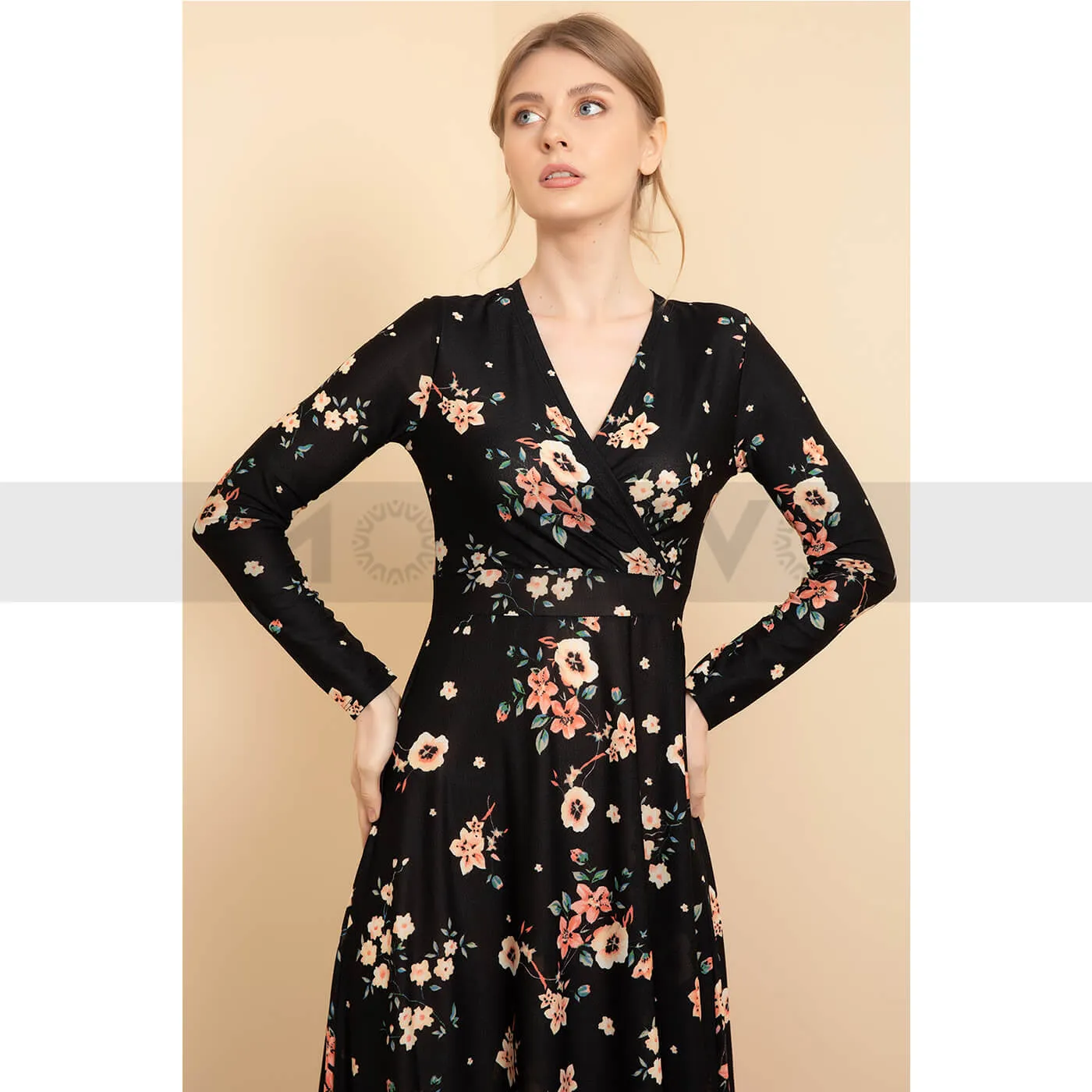 Black Floral Long Dress