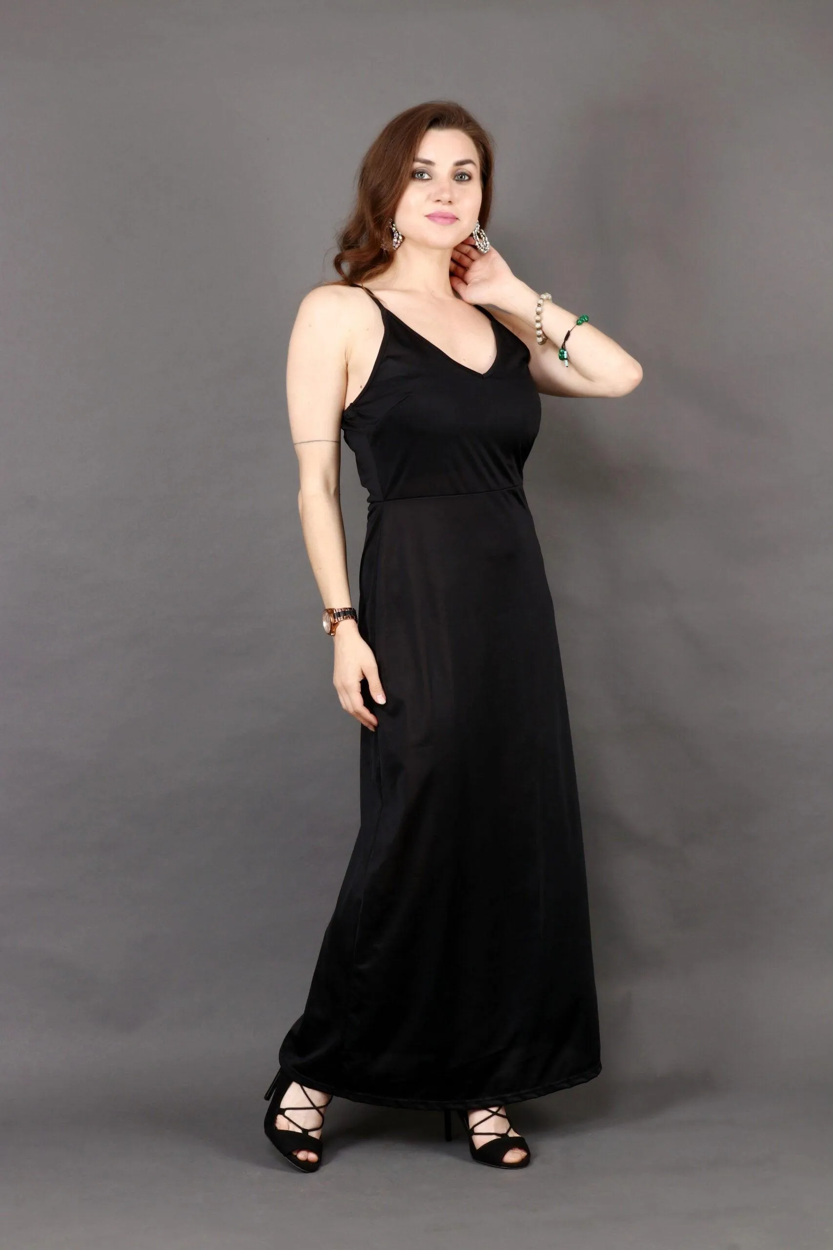 Black Solid Maxi Dress