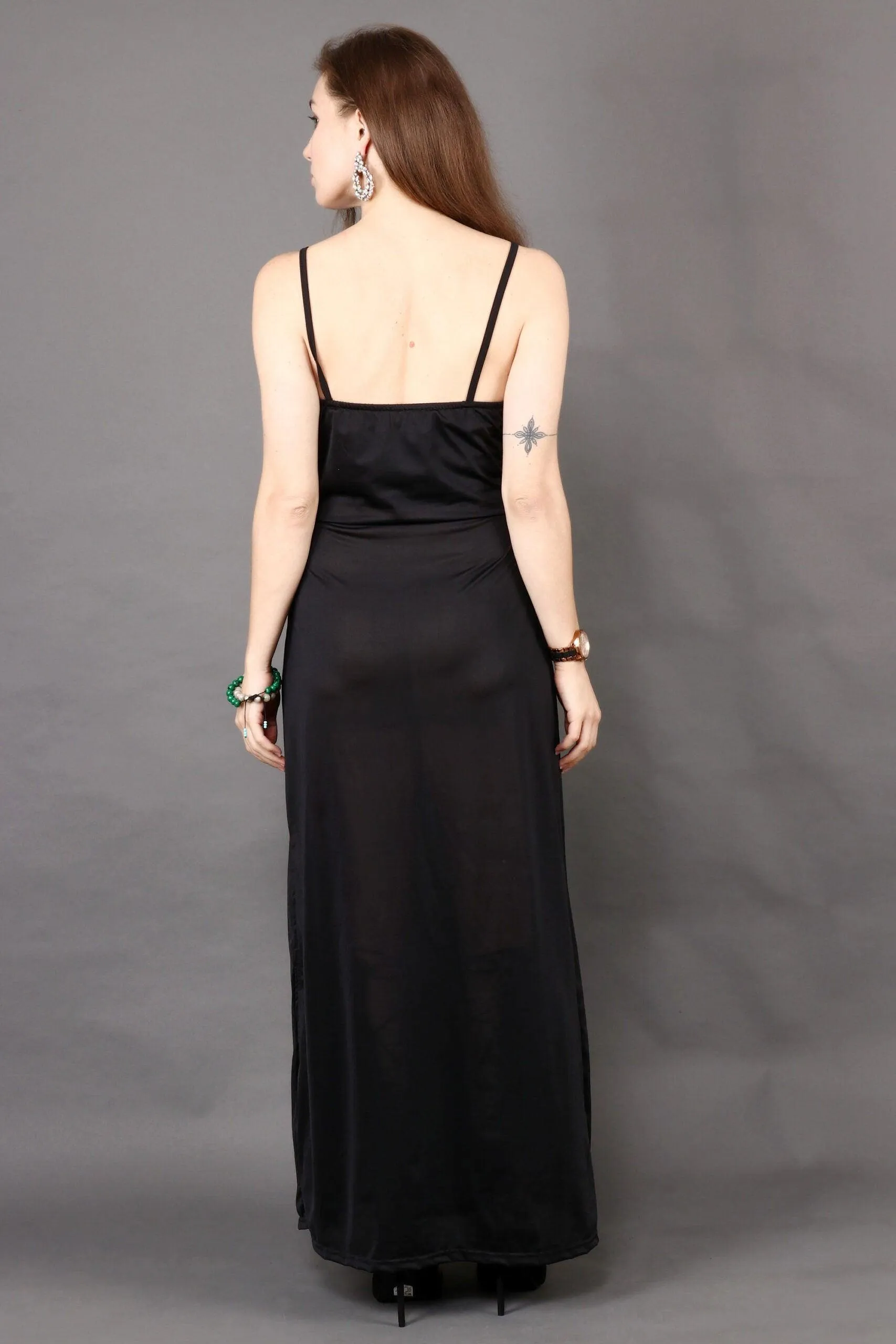 Black Solid Maxi Dress