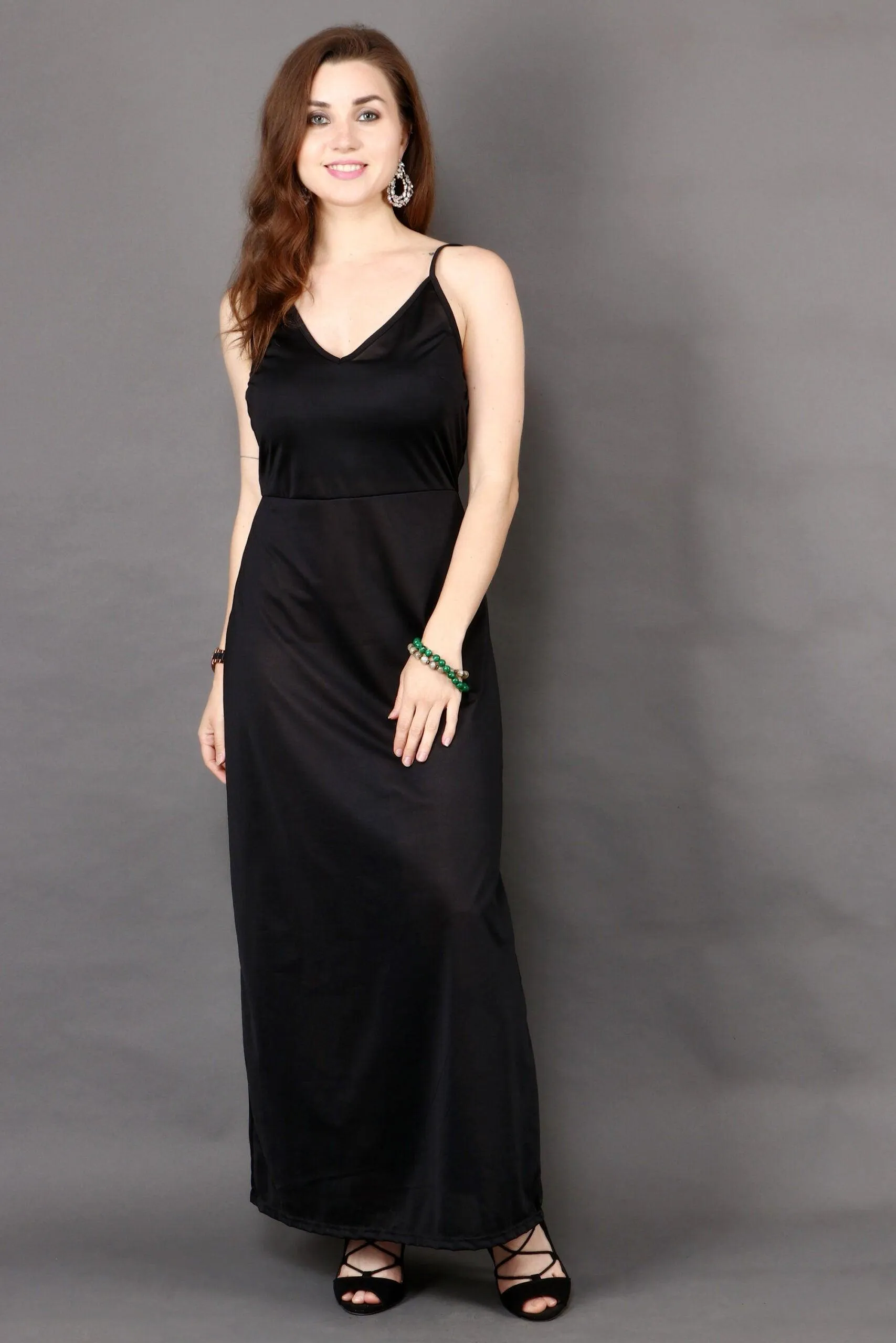 Black Solid Maxi Dress