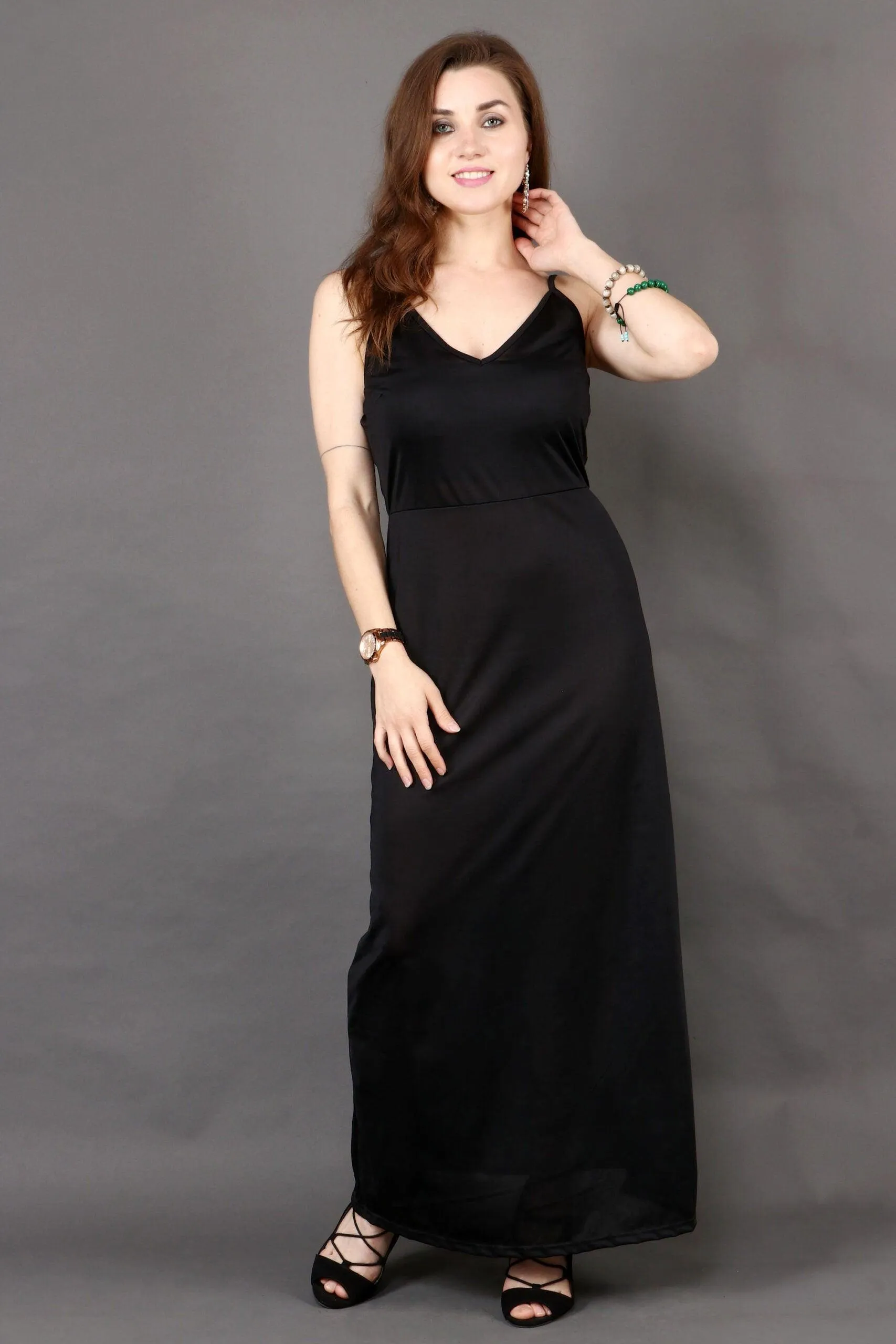 Black Solid Maxi Dress