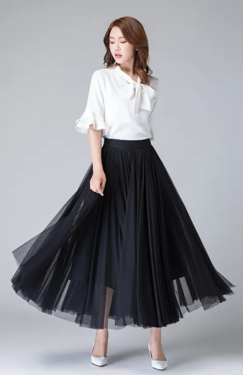 Black tulle skirt, Tulle circle skirt, tulle skirt, tulle skirt women, midi skirt 1902#