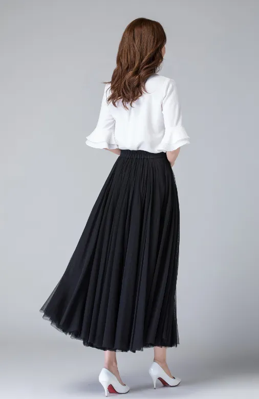 Black tulle skirt, Tulle circle skirt, tulle skirt, tulle skirt women, midi skirt 1902#