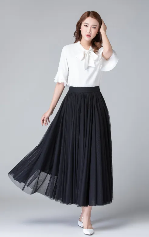 Black tulle skirt, Tulle circle skirt, tulle skirt, tulle skirt women, midi skirt 1902#