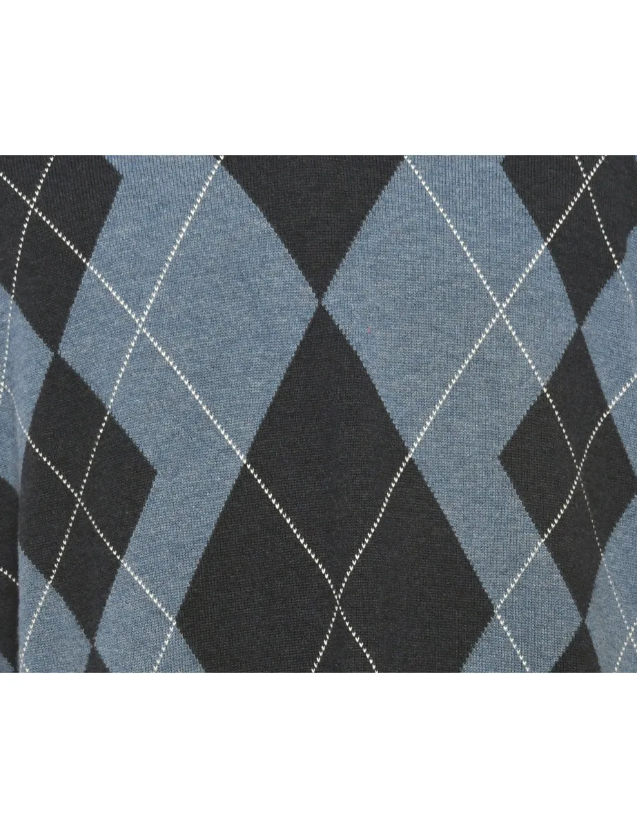 Blue Argyle Jumper - XL