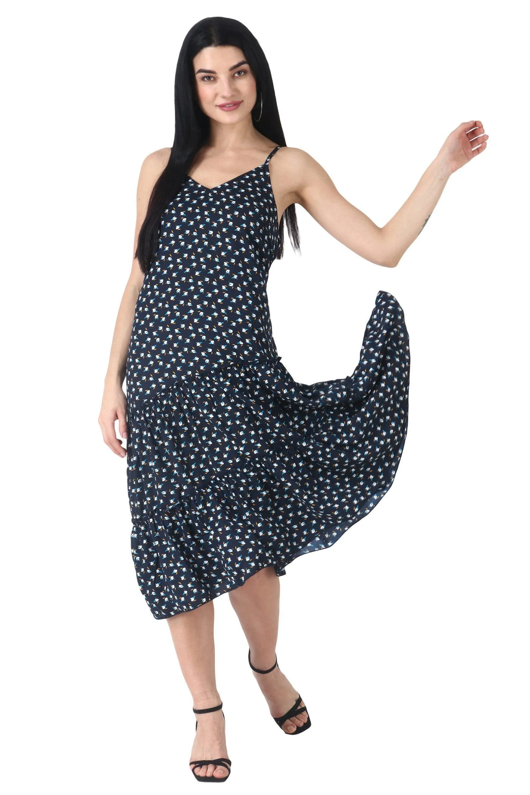 Blue Bird Printed Asymmetric Dress