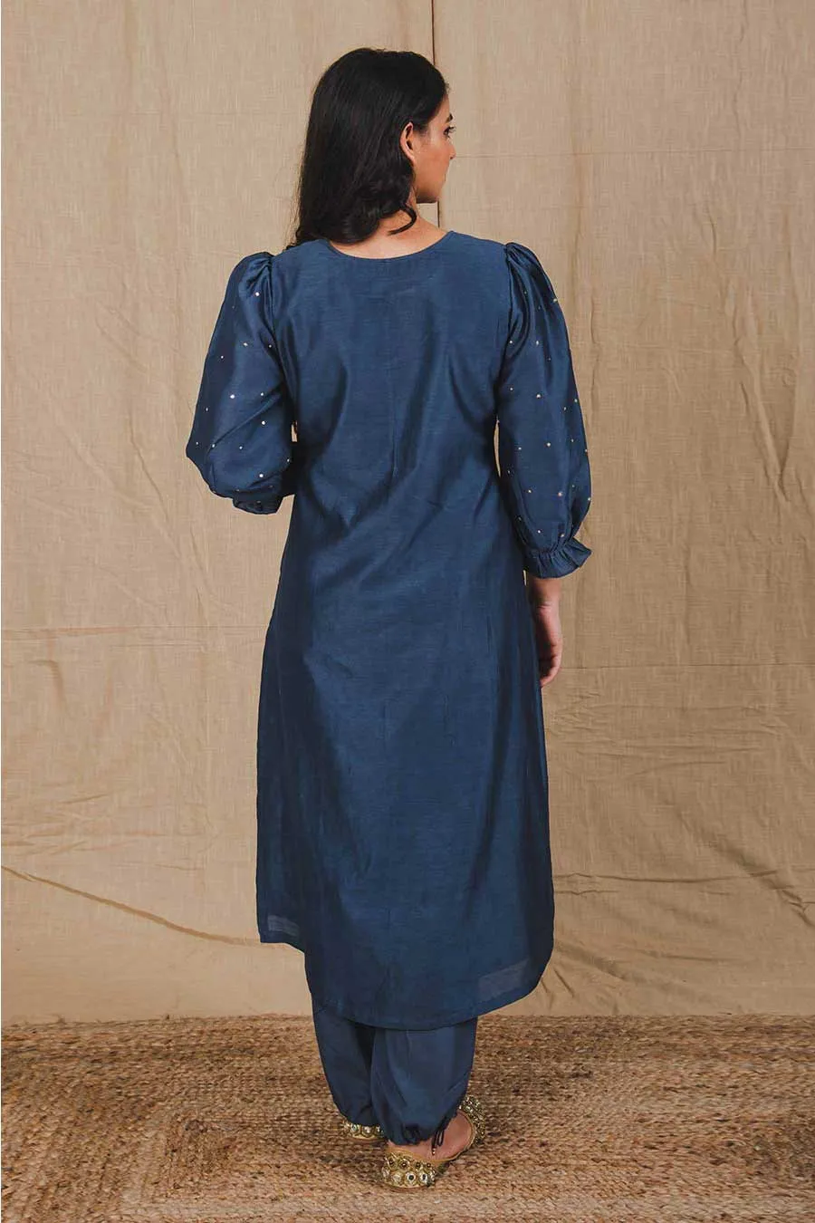 Blue Embroidered Kurta & Pant Set