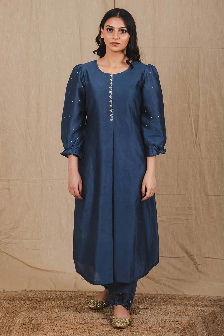 Blue Embroidered Kurta & Pant Set