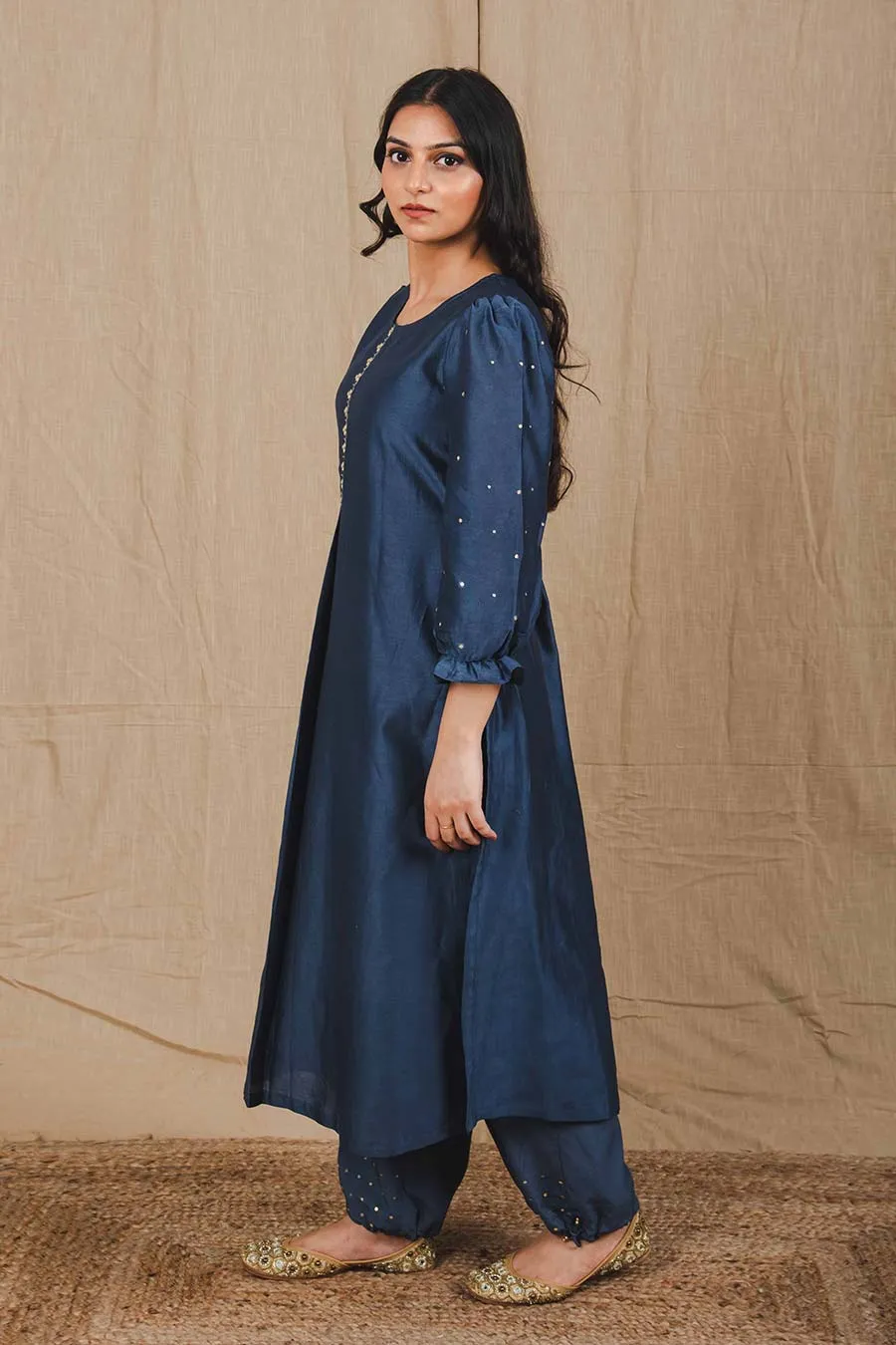 Blue Embroidered Kurta & Pant Set