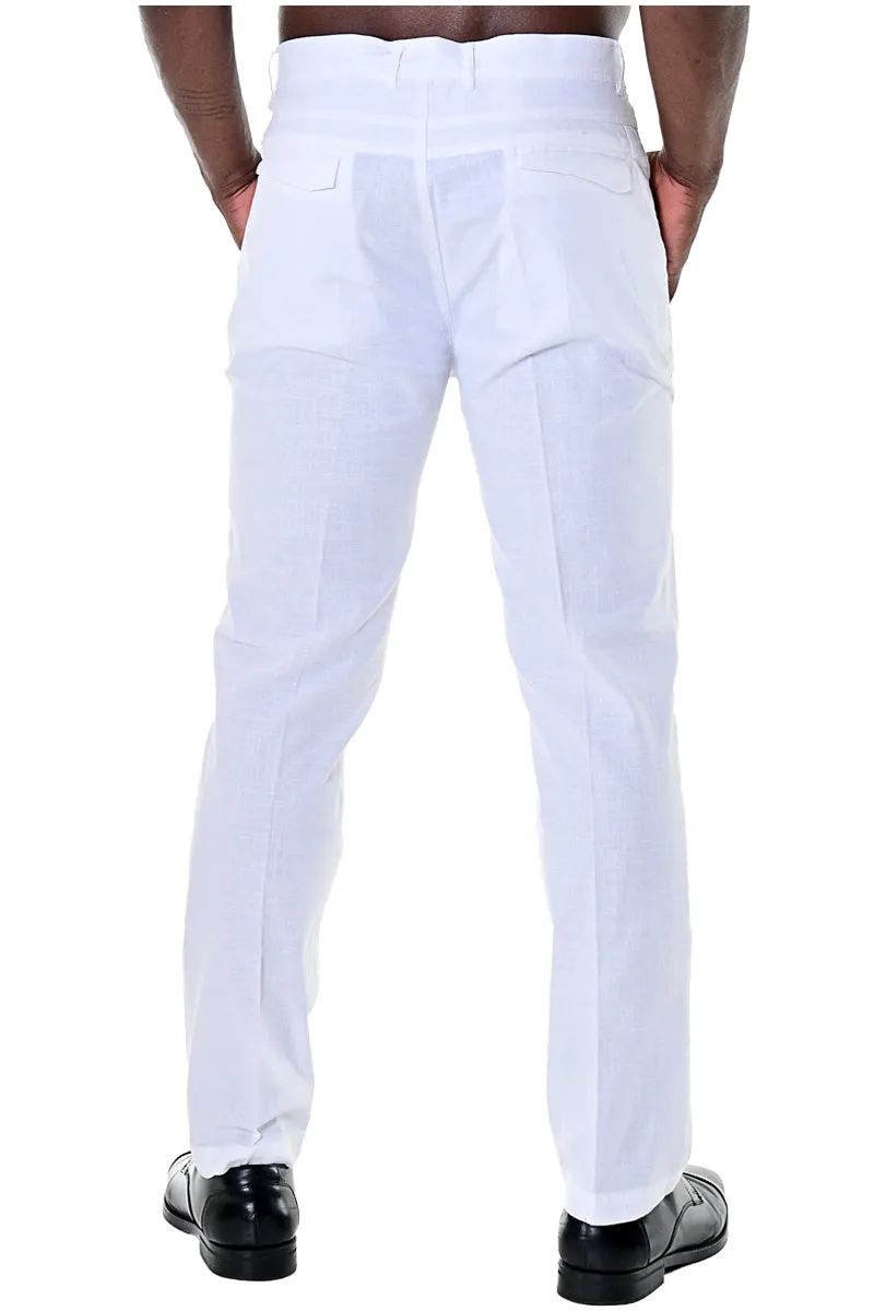 BOHIO Men's Cotton Spandex Summer Casual Beach Dress Pant - Flat Front -MCSP486